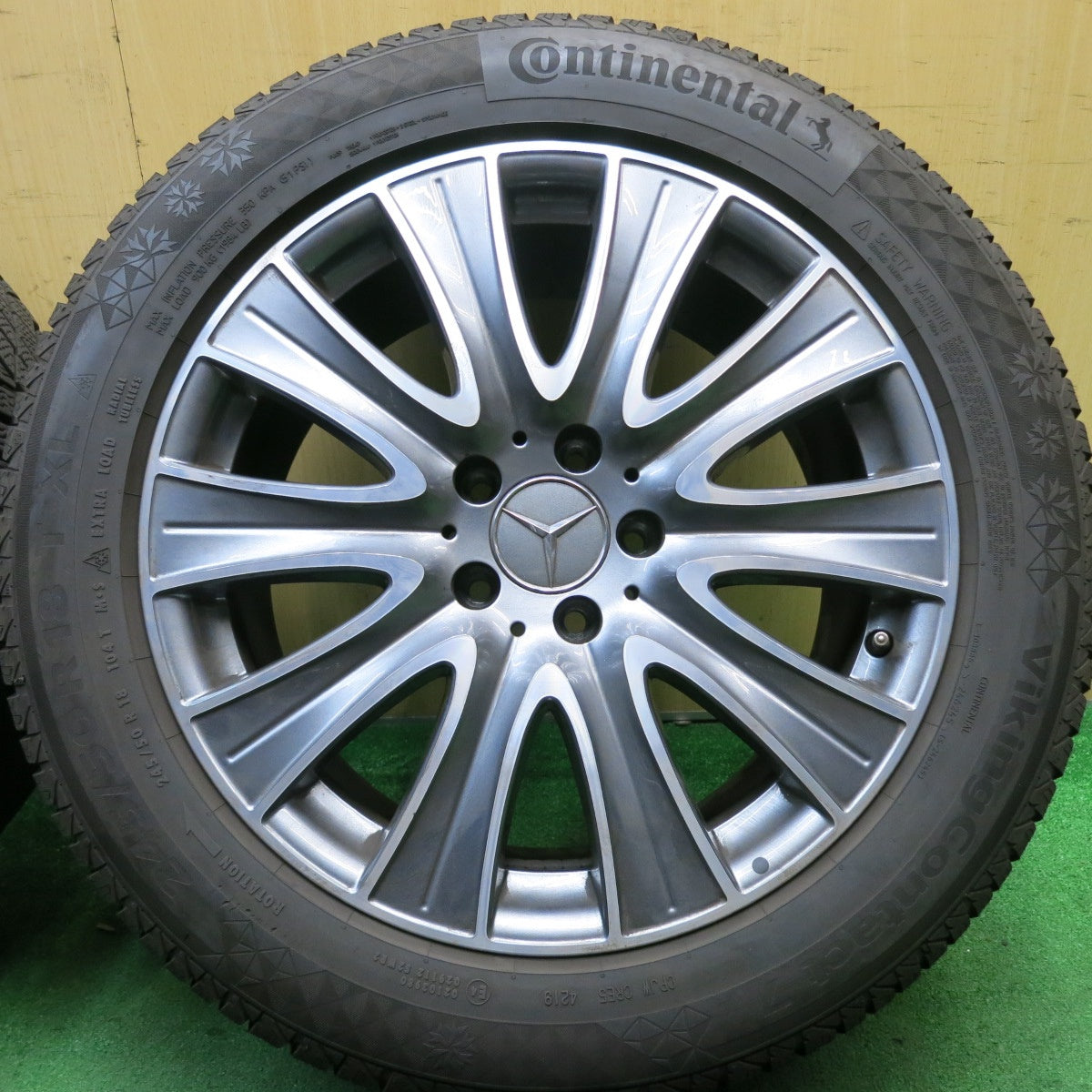バリ溝!キレイ!8.5分★ベンツ Sクラス W222 純正 245/50R18 スタッドレス コンチネンタル バイキング コンタクト7 18インチ PCD112/5H★5052101AKス