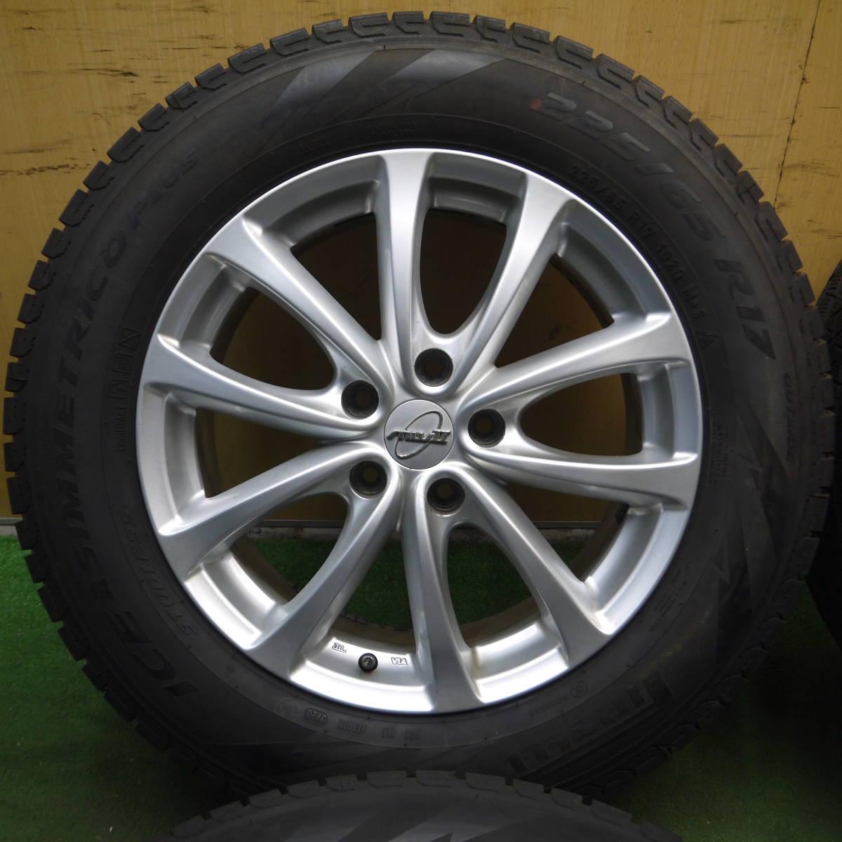 バリ溝!20年!9.5分★スタッドレス 225/65R17 ピレリ アイスアシンメトリコ プラス MWⅡ 17インチ PCD114.3/5H★4012702クス