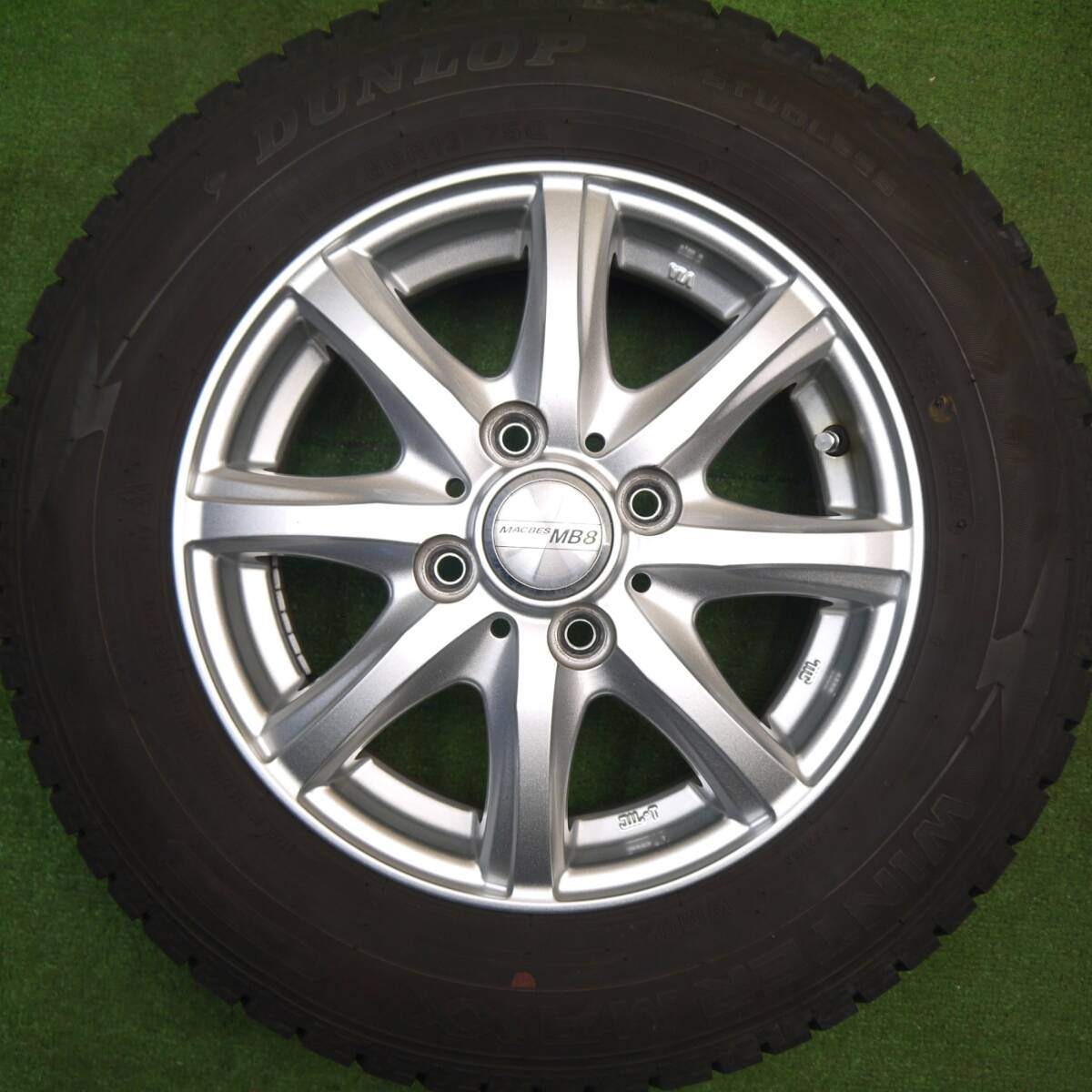 キレイ!22年★スタッドレス 145/80R13 ダンロップ ウインターマックス WM02 MACBES MB8 マクベス 13インチ PCD100/4H★5040809Hス
