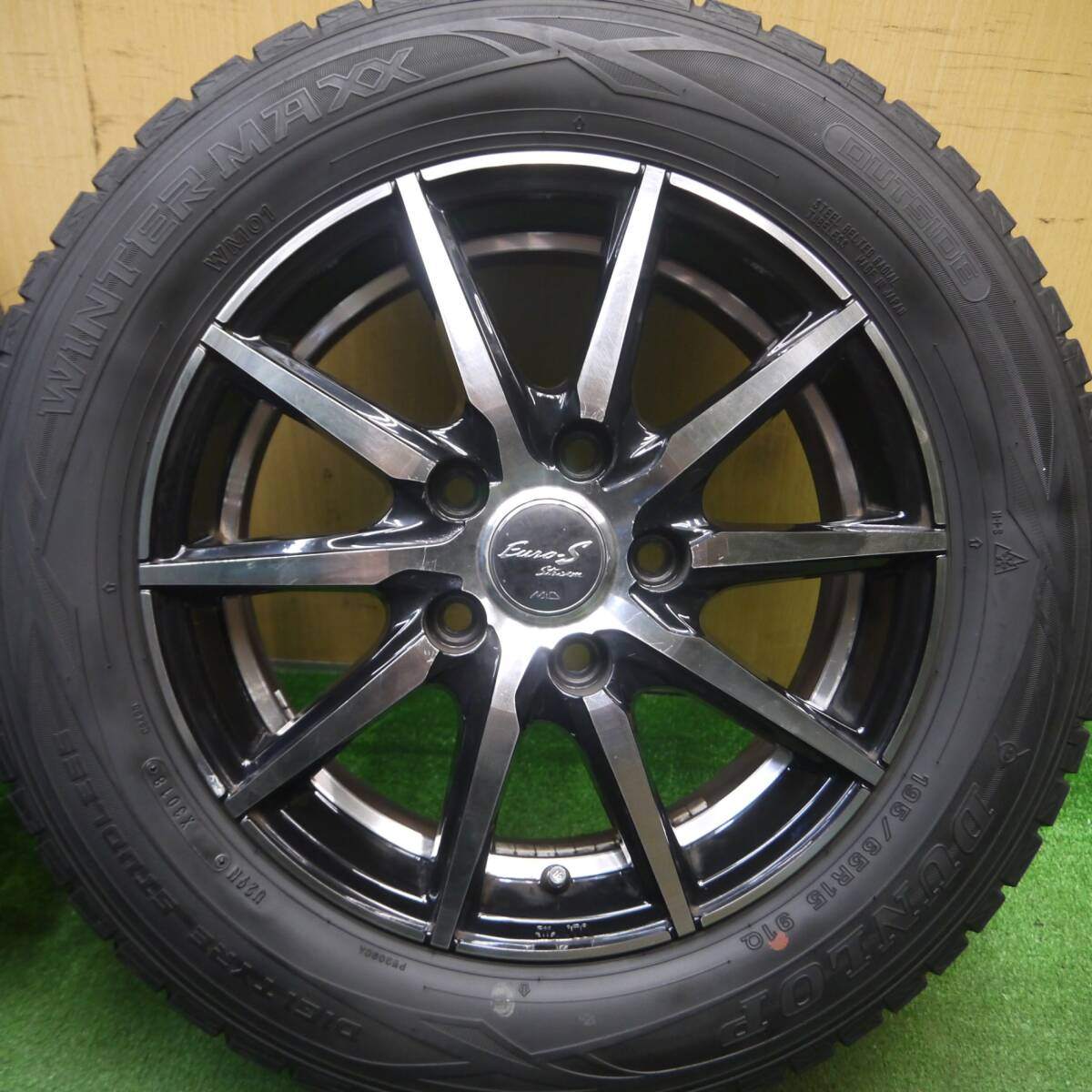 バリ溝!8.5分★スタッドレス 195/65R15 ダンロップ ウインターマックス WM01 Euro-S Stream MiD 15インチ PCD114.3/5H★5022602Hス