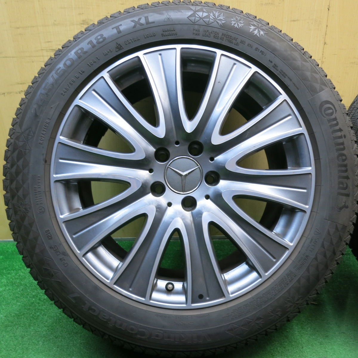 バリ溝!キレイ!8.5分★ベンツ Sクラス W222 純正 245/50R18 スタッドレス コンチネンタル バイキング コンタクト7 18インチ PCD112/5H★5052101AKス