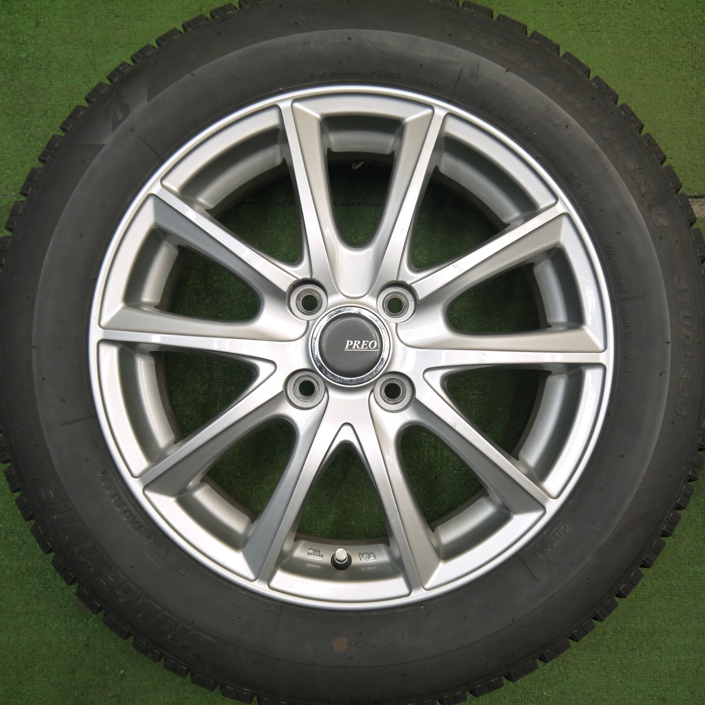 バリ溝!22年!キレイ!9分★スタッドレス 175/65R15 ブリヂストン アイスパートナー2 PREO プレオ 15インチ PCD100/4H★5050202Hス
