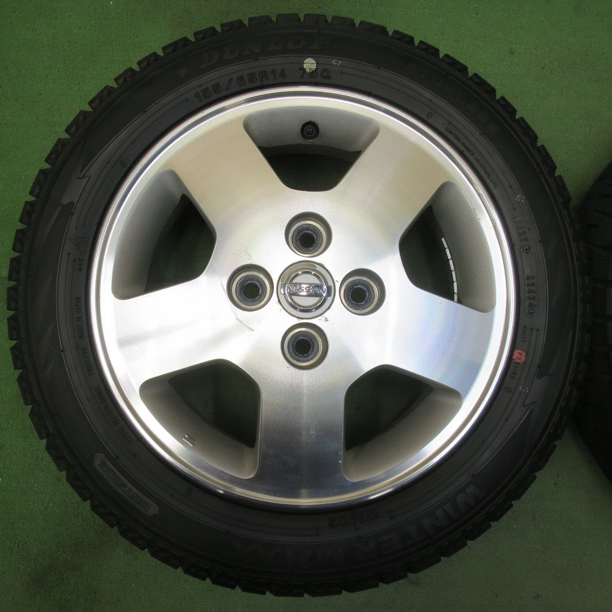 バリ溝!24年!ほぼ10分★日産 オッティ 三菱 ekワゴン 純正 155/65R14 スタッドレス ダンロップ ウインターマックス WM02 14インチ PCD100/4H★5092202イス