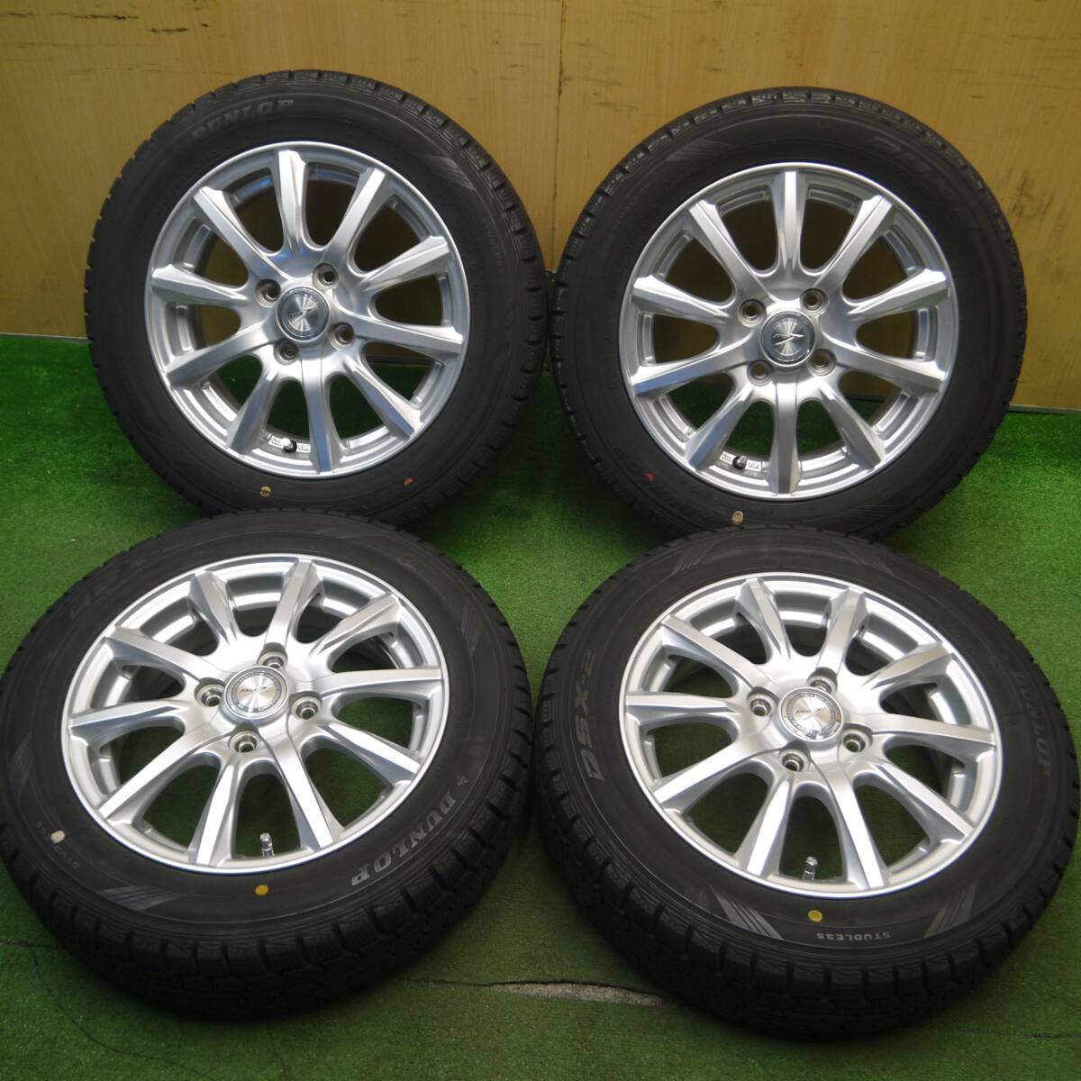 バリ溝!キレイ!9.5分以上★スタッドレス 155/65R14 ダンロップ DSX-2 JOKER ジョーカー 14インチ PCD100/4H★5022806Hス