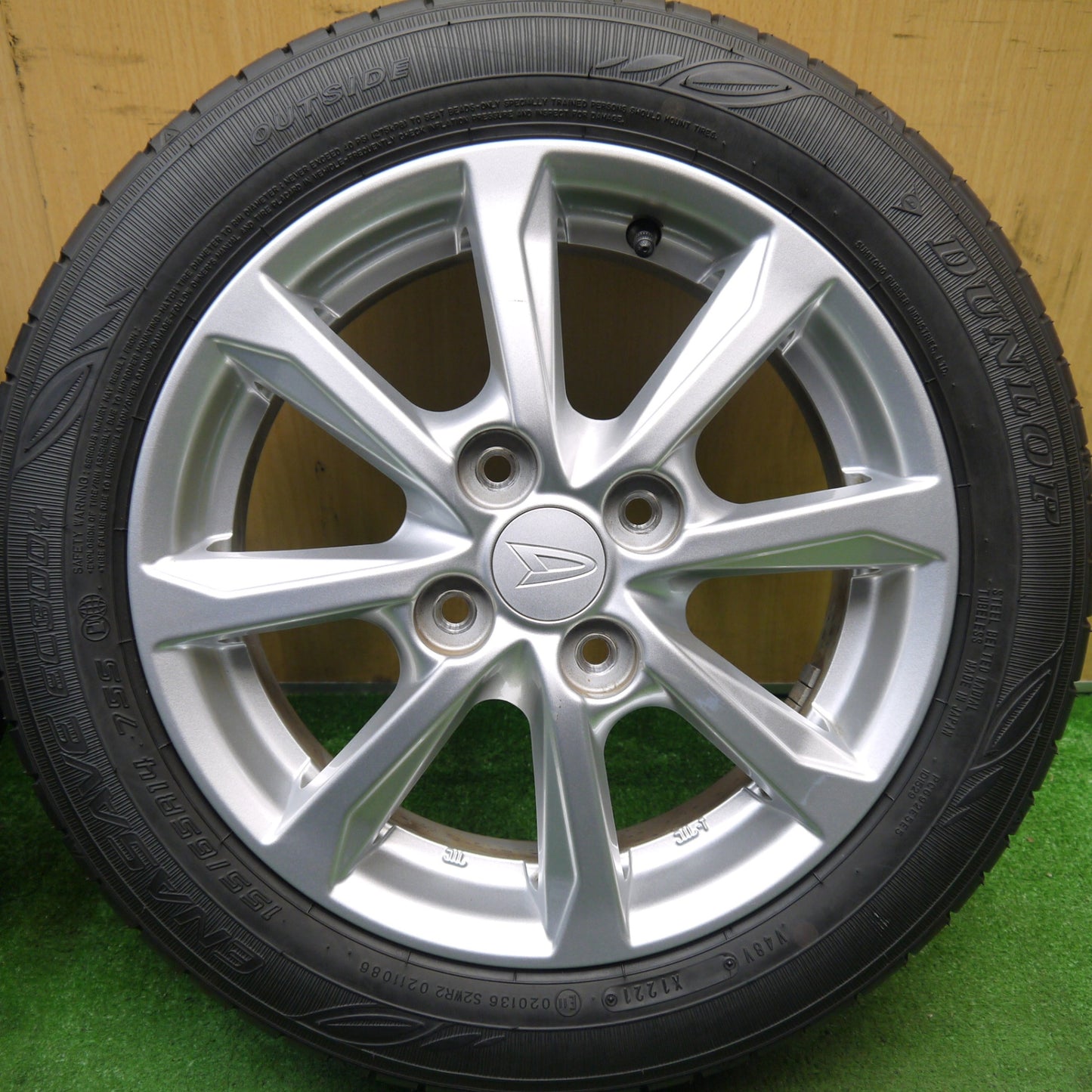 バリ溝!21年!キレイ!9.5分以上★ダイハツ タント ミライース 等 純正 155/65R14 ダンロップ エナセーブ EC300+ 14インチ PCD100/4H★5062503Hノ