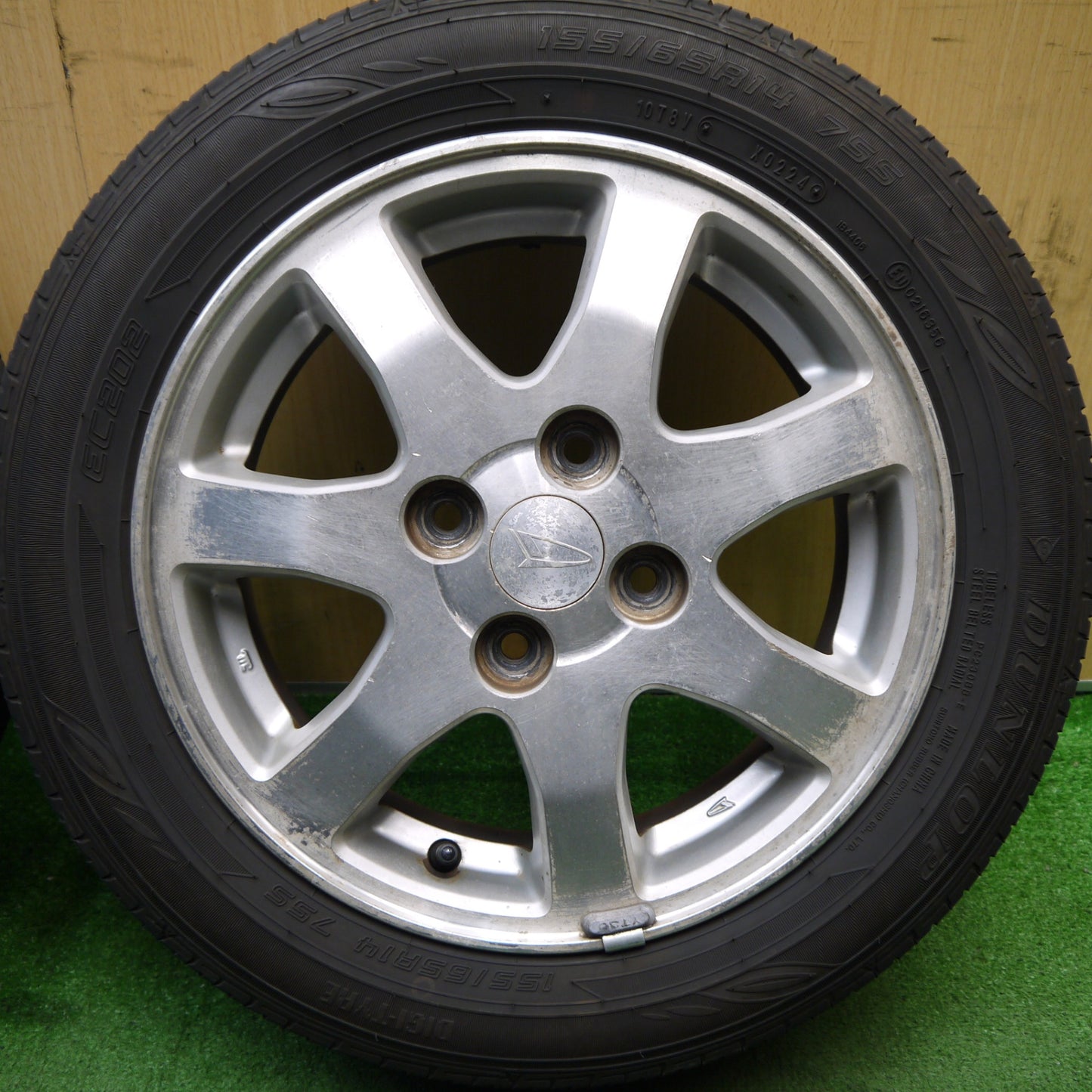 バリ溝!24年!8.5分★ダイハツ ムーヴ タント 等 純正 155/65R14 ダンロップ EC202 14インチ PCD100/4H★5042101Hノ