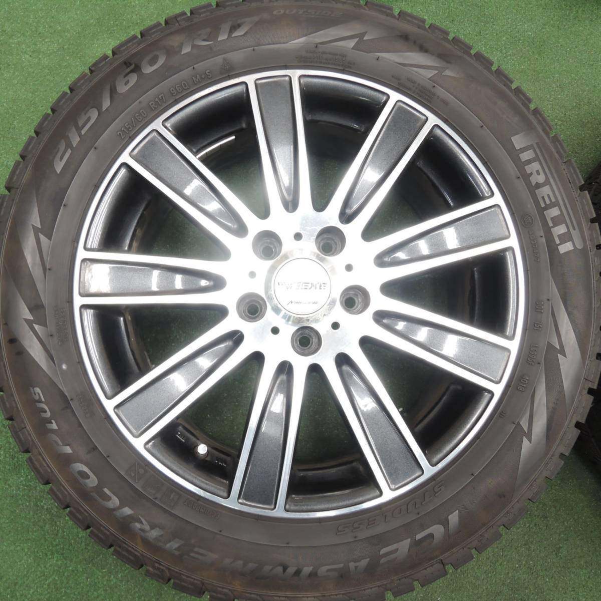 バリ溝!8.5分★スタッドレス 215/60R17 ピレリ アイスアシンメトリコ プラス VERTEC VR-5 MANARAY PCD114.3/5H★4021710HAス