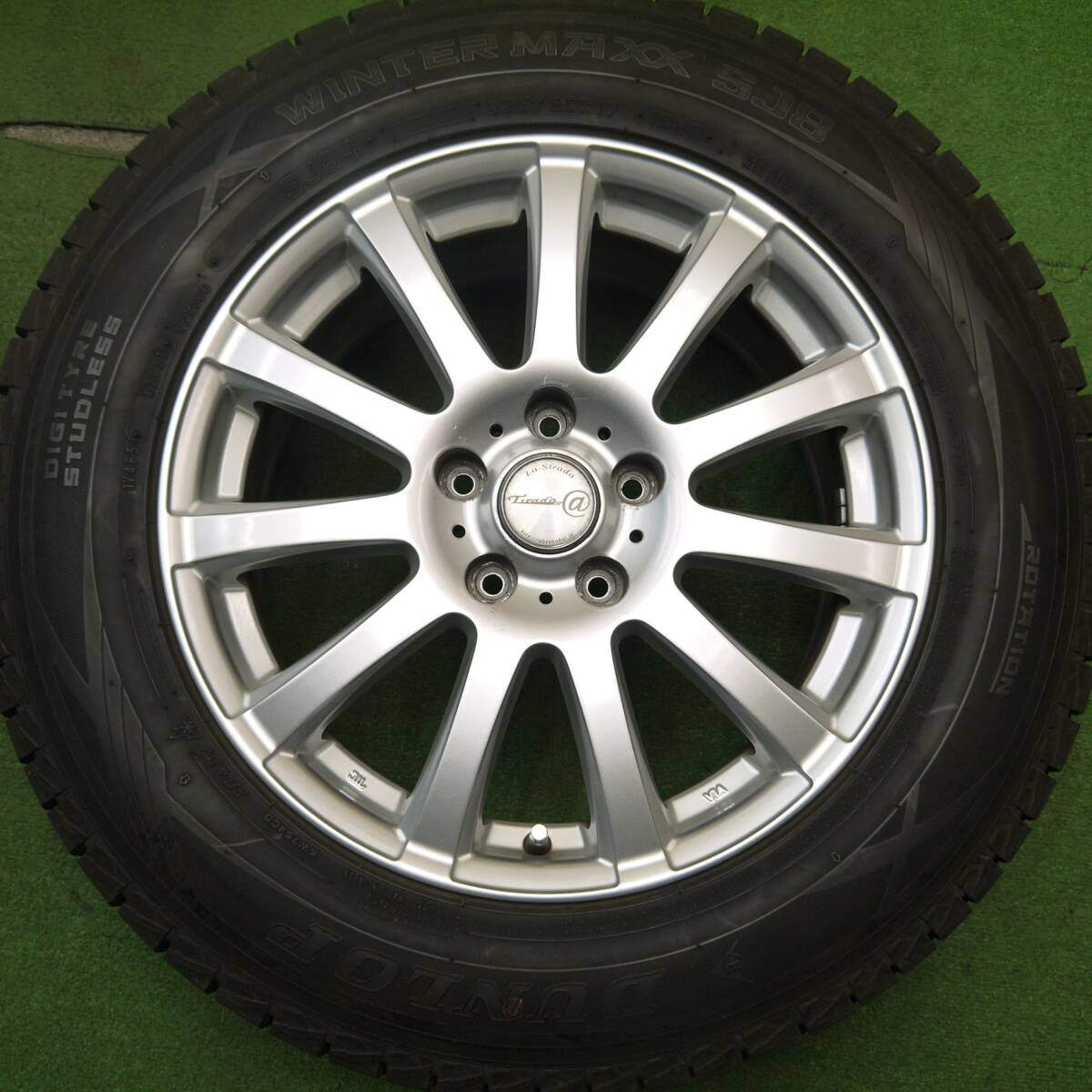 バリ溝!21年!キレイ!9.5分★スタッドレス 225/65R17 ダンロップ ウインターマックス SJ8+ La-Strada Tirado@ 阿部商会 17インチ PCD114.3/5H★5040704Hス