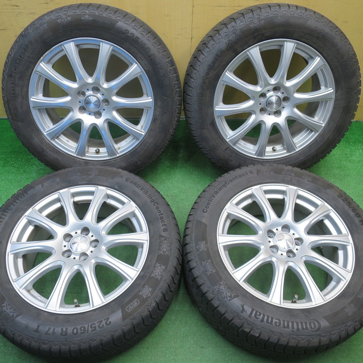 バリ溝!8.5分★フォレスター 等 225/60R17 スタッドレス コンチネンタル コンチバイキング コンタクト6 LAUFBAHN ラウフバーン 17インチ PCD100/5H★5120401NJス