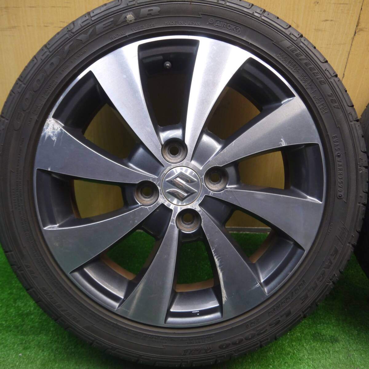 バリ溝 21年 9分★スズキ ワゴンR スティングレー 純正 165/55R15 グッドイヤー LS2000 ダンロップ EC204 PCD100/4H★5021201Hノ