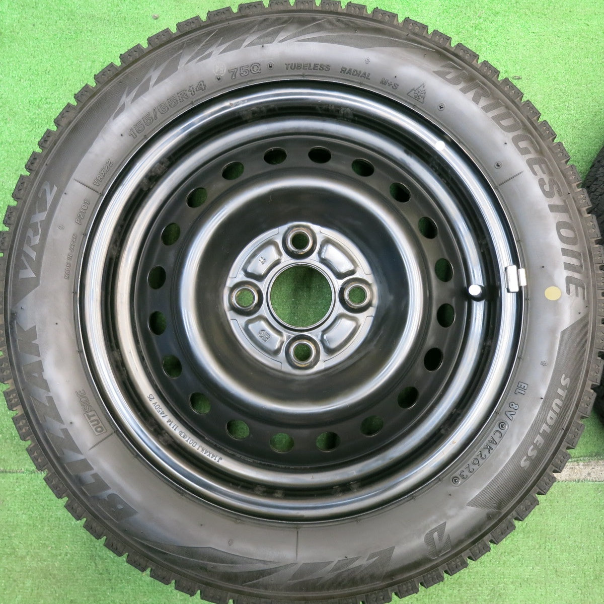 バリ溝!23年!キレイ!9分★スタッドレス 155/65R14 ブリヂストン ブリザック VRX2 スチール ホイール 14インチ PCD100/4H★5050503HAス