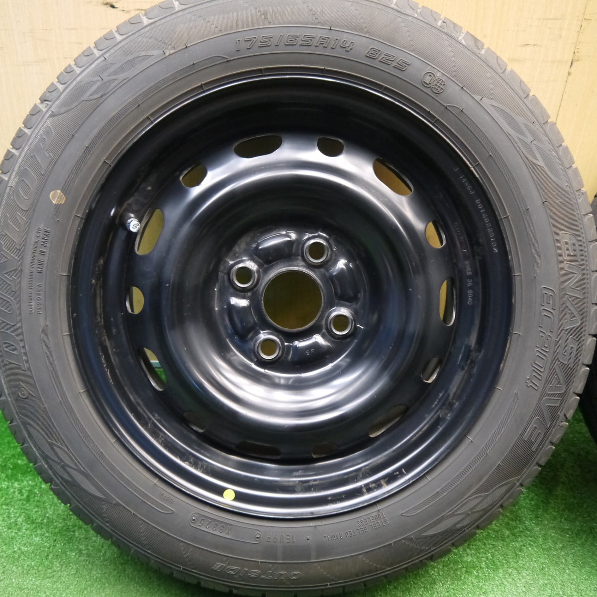 バリ溝!9.5分★マツダ デミオ 純正 スチール 175/65R14 ダンロップ エナセーブ EC204 14インチ PCD100/4H★6011604Hノ