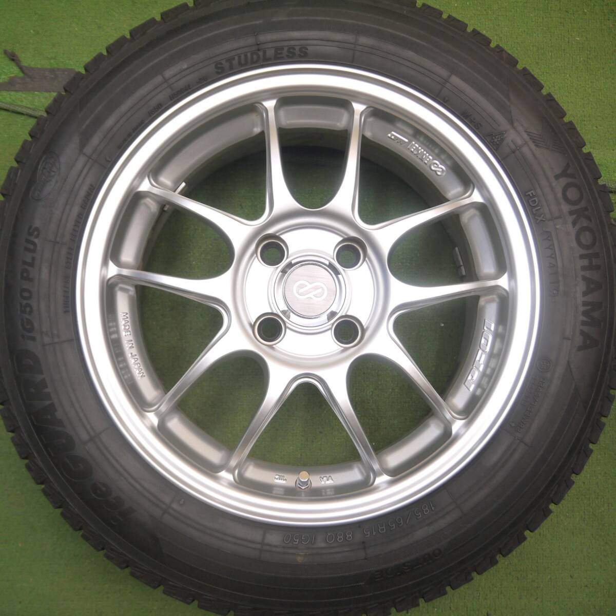 バリ溝 キレイ 9.5分★ENKEI PF01 185/65R15 スタッドレス ヨコハマ アイスガード iG50 プラス エンケイ PCD100/4H★4071706Hス