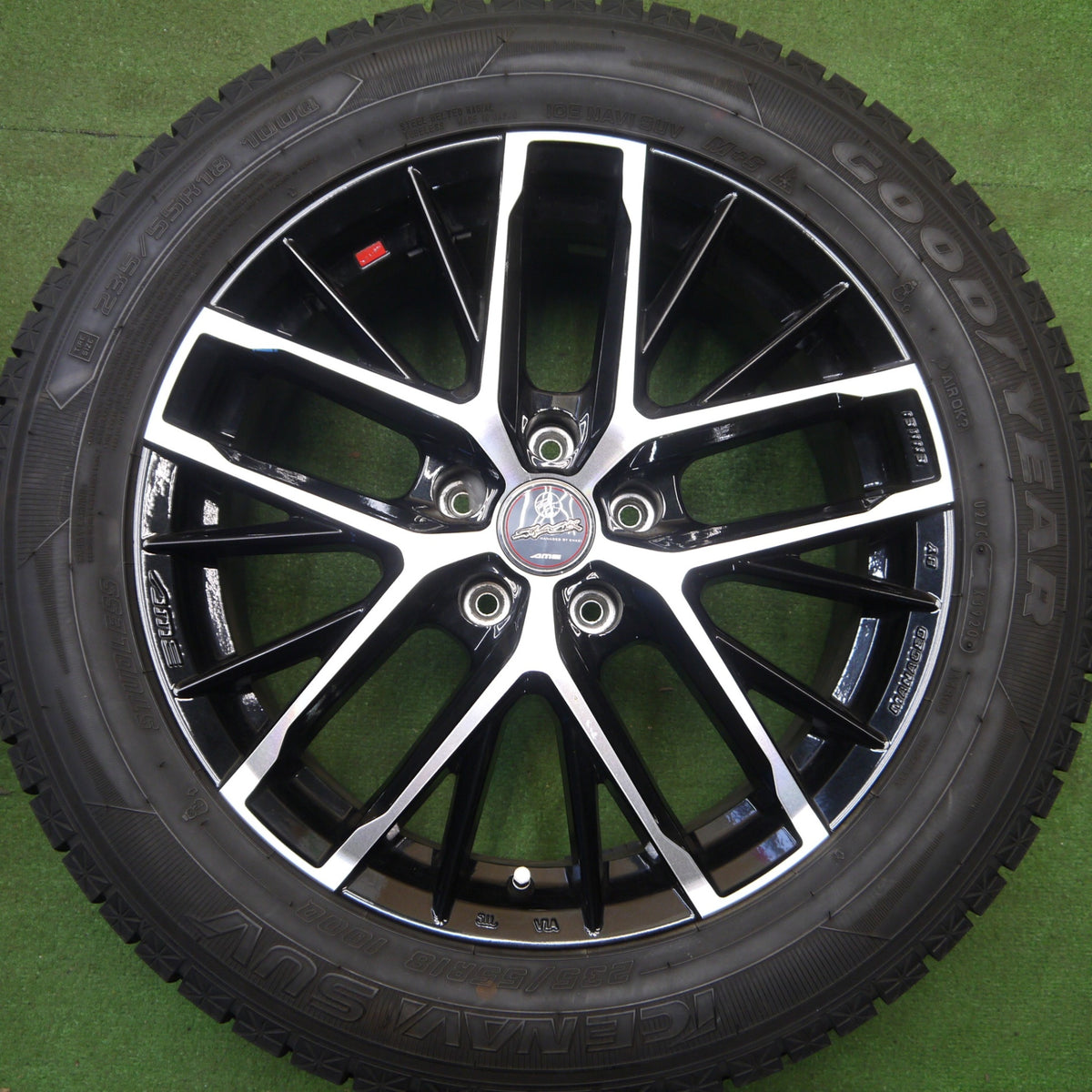 バリ溝!キレイ!9.5分以上★スタッドレス 235/55R18 グッドイヤー アイスナビ SUV SMACK ENKEI AME スマック エンケイ 18インチ PCD114.3/5H★6013008Hス
