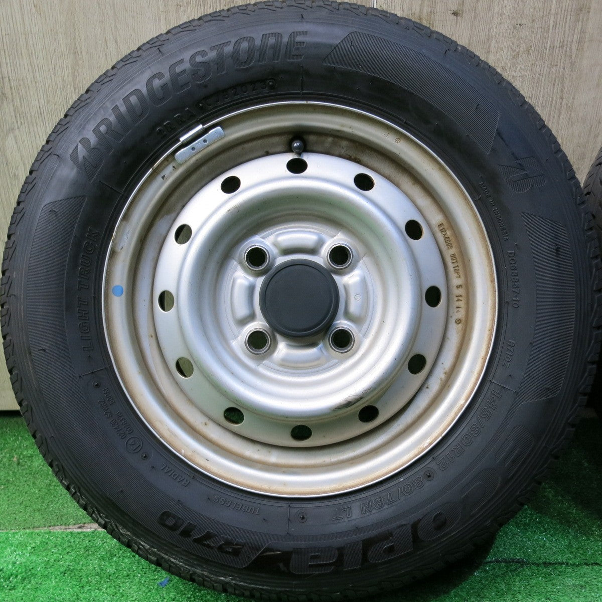 バリ溝!23年!8.5分★145/80R12 80/78N ブリヂストン エコピア R710 TOPY スチール 12インチ PCD100/4H★5062706HAノ