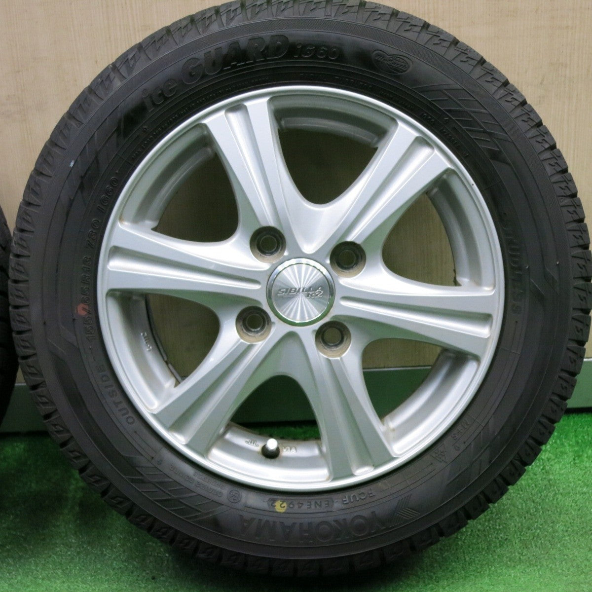 バリ溝!22年!キレイ!9.5分★スタッドレス 155/65R13 ヨコハマ アイスガード iG60 SIBILLA RZ シビラ 13インチ PCD100/4H★4122502NJス