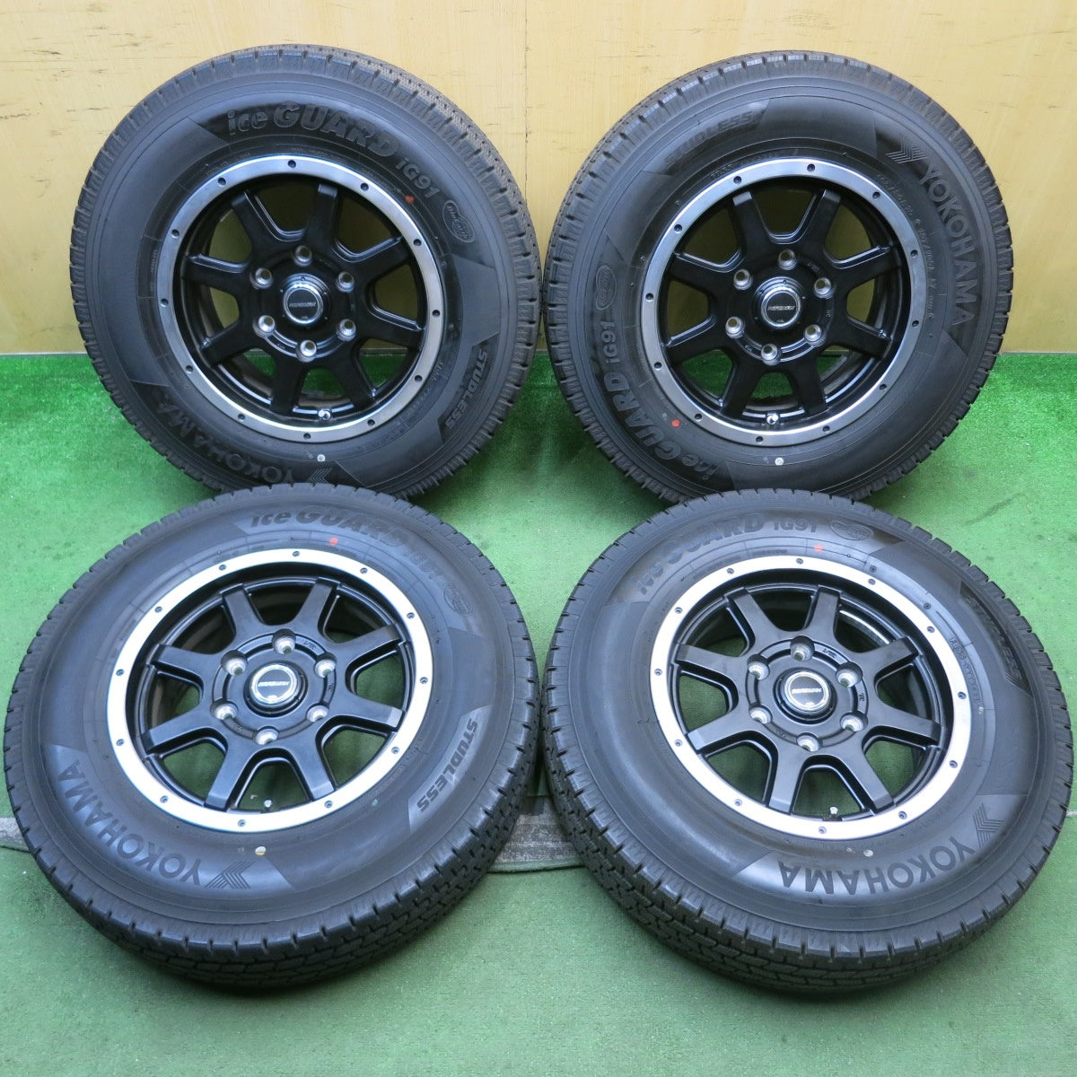 バリ溝!21年!9.5分★ハイエース 等 スタッドレス 195/80R15 107/105L ヨコハマ アイスガード iG91 ROADMAX MiD 15インチ PCD139.7/6H★5092510HAス