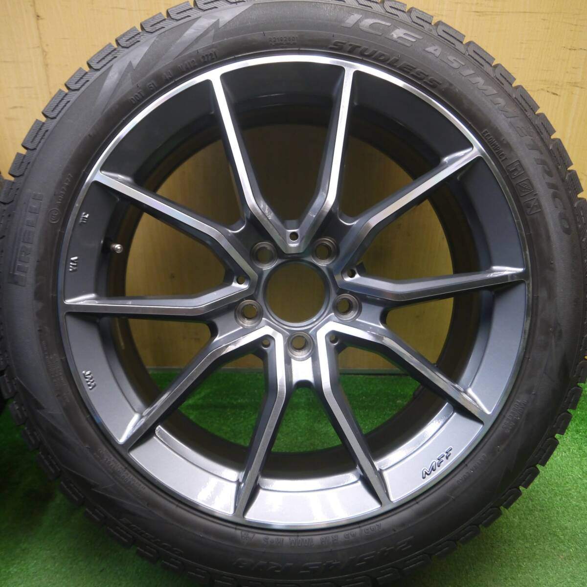 超バリ溝!21年!キレイ!9.5分以上★ベンツ 等 MAK MFF アルジェントFF 245/45R18 スタッドレス ピレリ アイスアシンメトリコ 18インチ PCD112/5H★5022803Hス