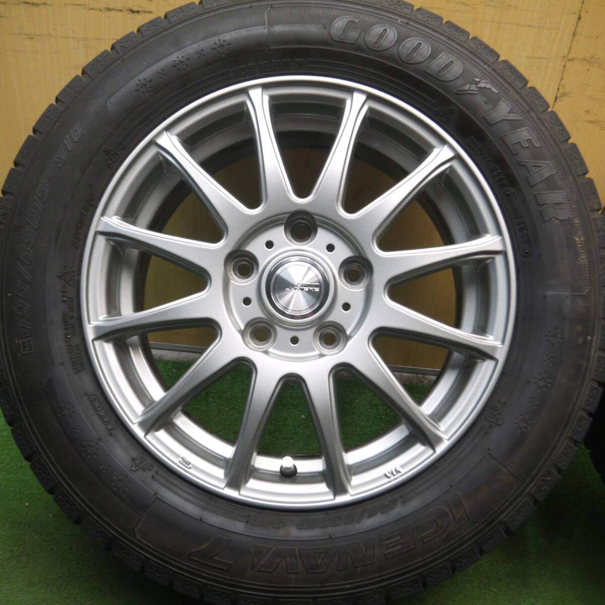 キレイ★スタッドレス 195/65R15 グッドイヤー アイスナビ7 ravrion LUMIERE ラブリオン 15インチ PCD114.3/5H★4072314Hス