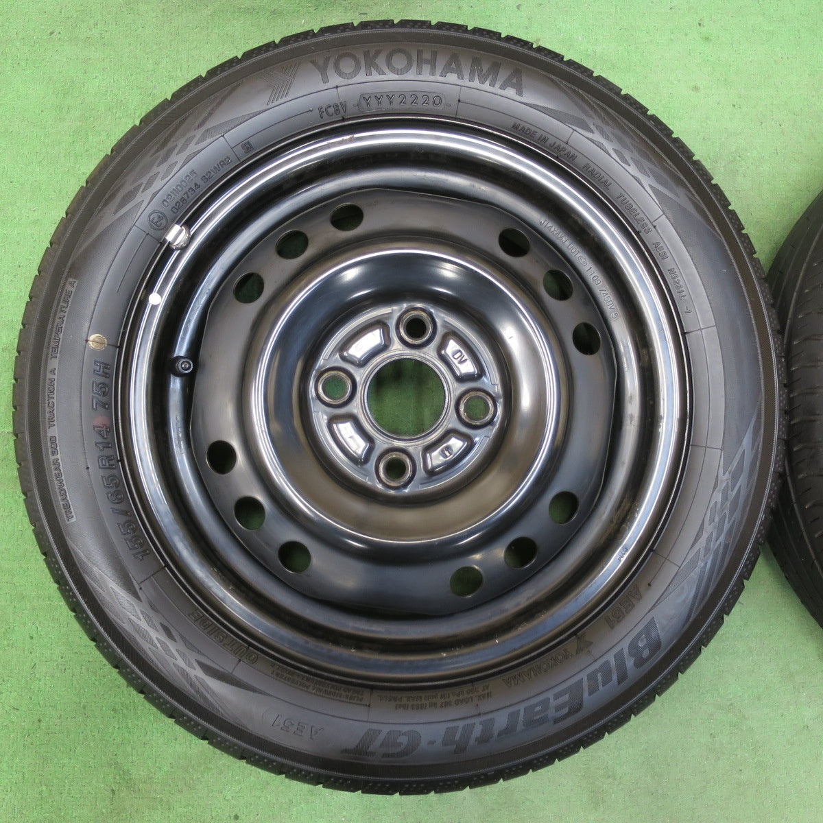 バリ溝!キレイ!9分★155/65R14 ヨコハマ BluEarth-GT AE51 スチール ホイール ブルーアース 14インチ PCD100/4H★5050213イノ