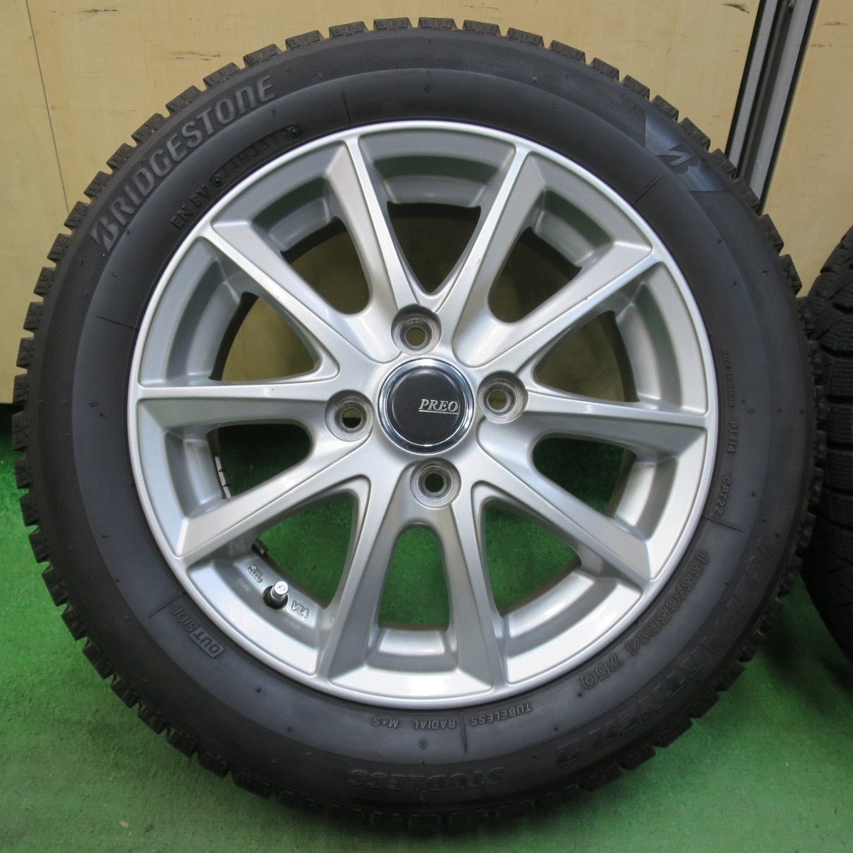 バリ溝!9分★スタッドレス 155/65R14 ブリヂストン アイスパートナー2 PREO プレオ 14インチ PCD100/4H★5033103イス