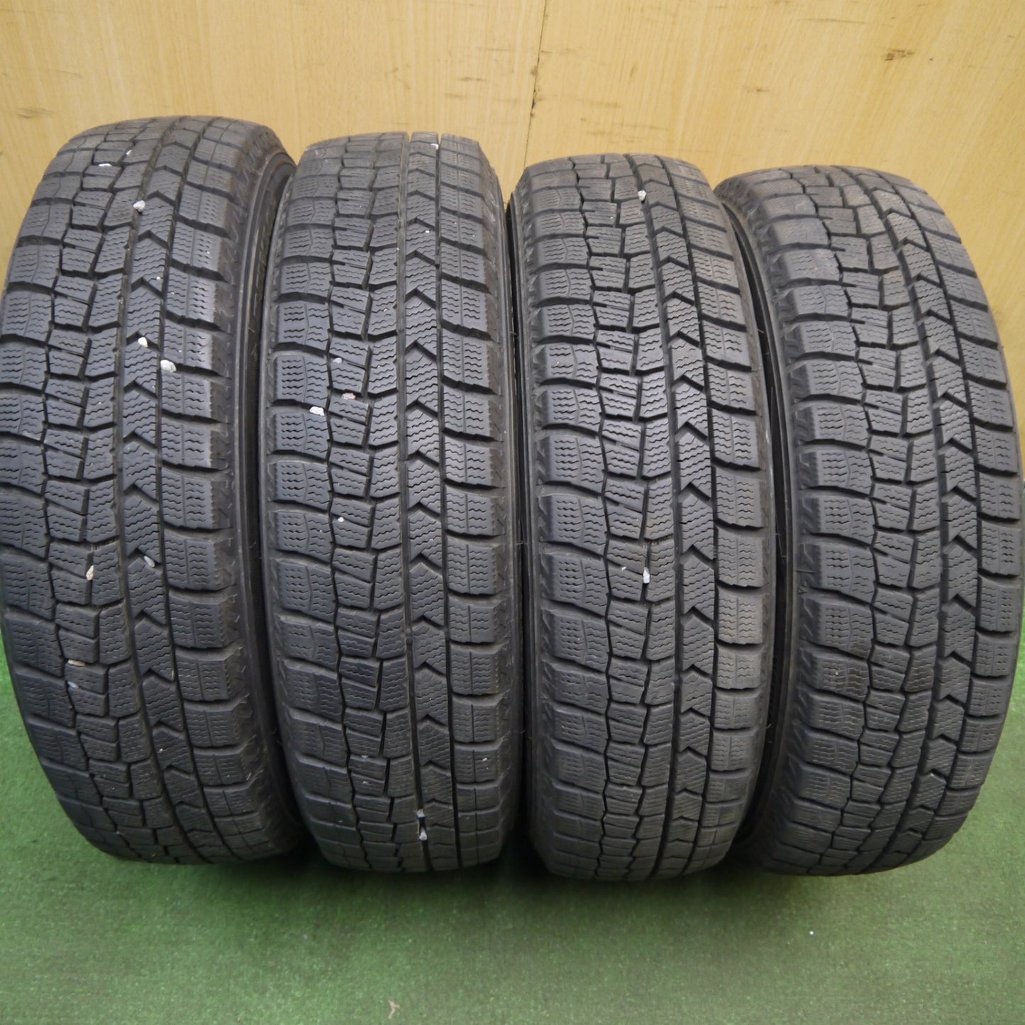 バリ溝!22年!キレイ!9.5分★スタッドレス 155/65R14 ダンロップ ウインターマックス WM02 TEAD テッド 14インチ PCD100/4H★6031610Hス
