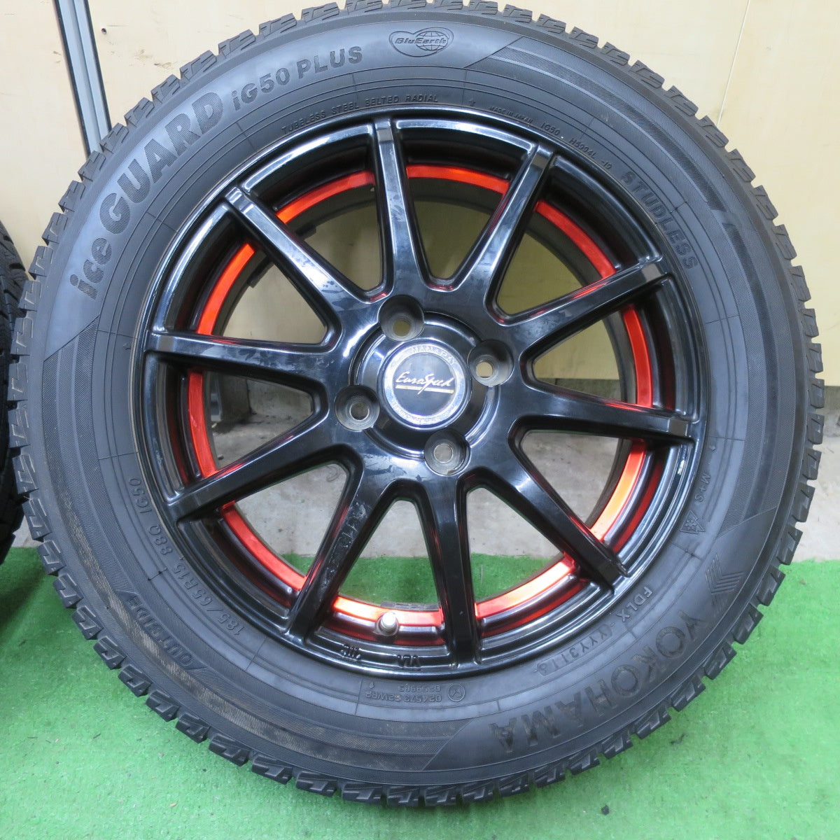 バリ溝!9分★スタッドレス 185/65R15 ヨコハマ アイスガード iG50 プラス EuroSpeed MANARAY ユーロスピード 15インチ PCD100/4H★5060701TTス