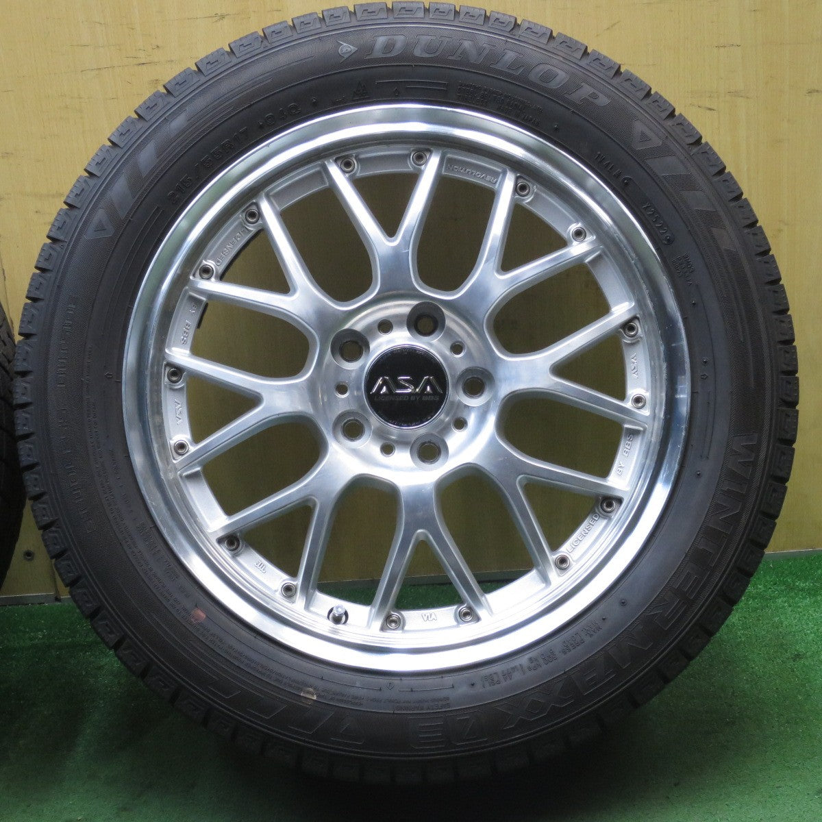 バリ溝!22年!ほぼ10分★BBS ASA REVOLUTION 215/55R17 スタッドレス ダンロップ ウインターマックス 03 17インチ PCD114.3/5H★5081204NJス