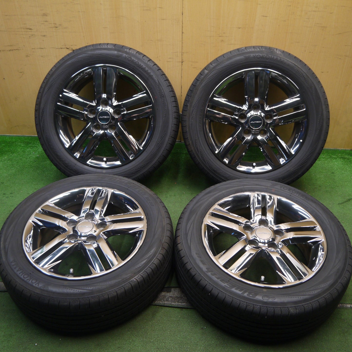 バリ溝!21年!9.5分★日産 セレナ 純正 AUTECH 195/60R16 ヨコハマ ブルーアース RV-02 16インチ オーテック PCD114.3/5H★5090103Hノ