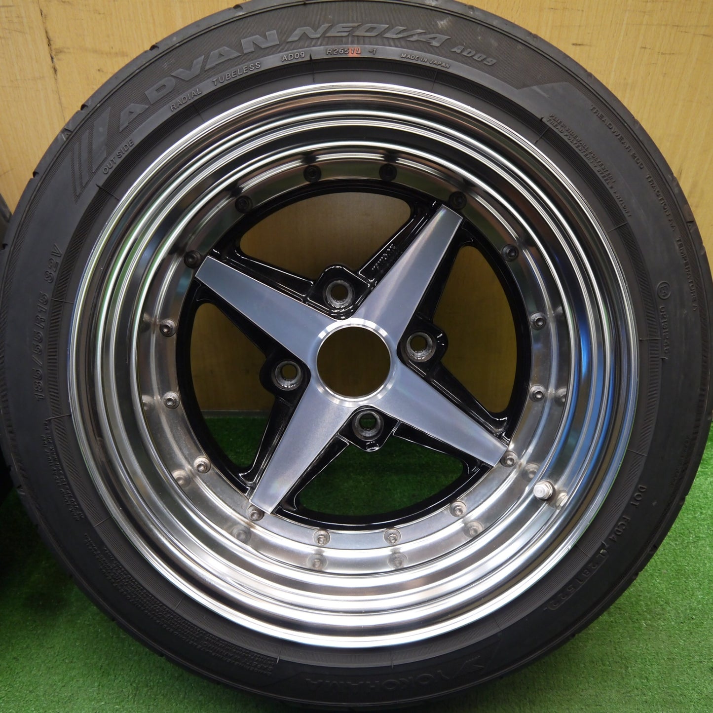 キレイ!22年★AE86 等 WORK EQUIP 01 185/55R15 ヨコハマ アドバン NEOVA AD09 ワーク エクイップ 15インチ PCD114.3/4H★5051210Hノ