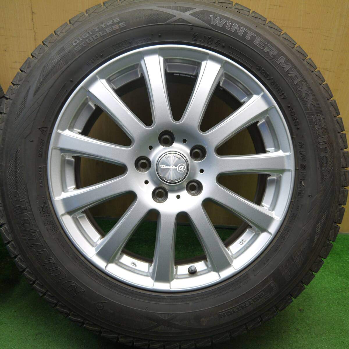 バリ溝!21年!キレイ!9.5分★スタッドレス 225/65R17 ダンロップ ウインターマックス SJ8+ La-Strada Tirado@ 阿部商会 17インチ PCD114.3/5H★5040704Hス
