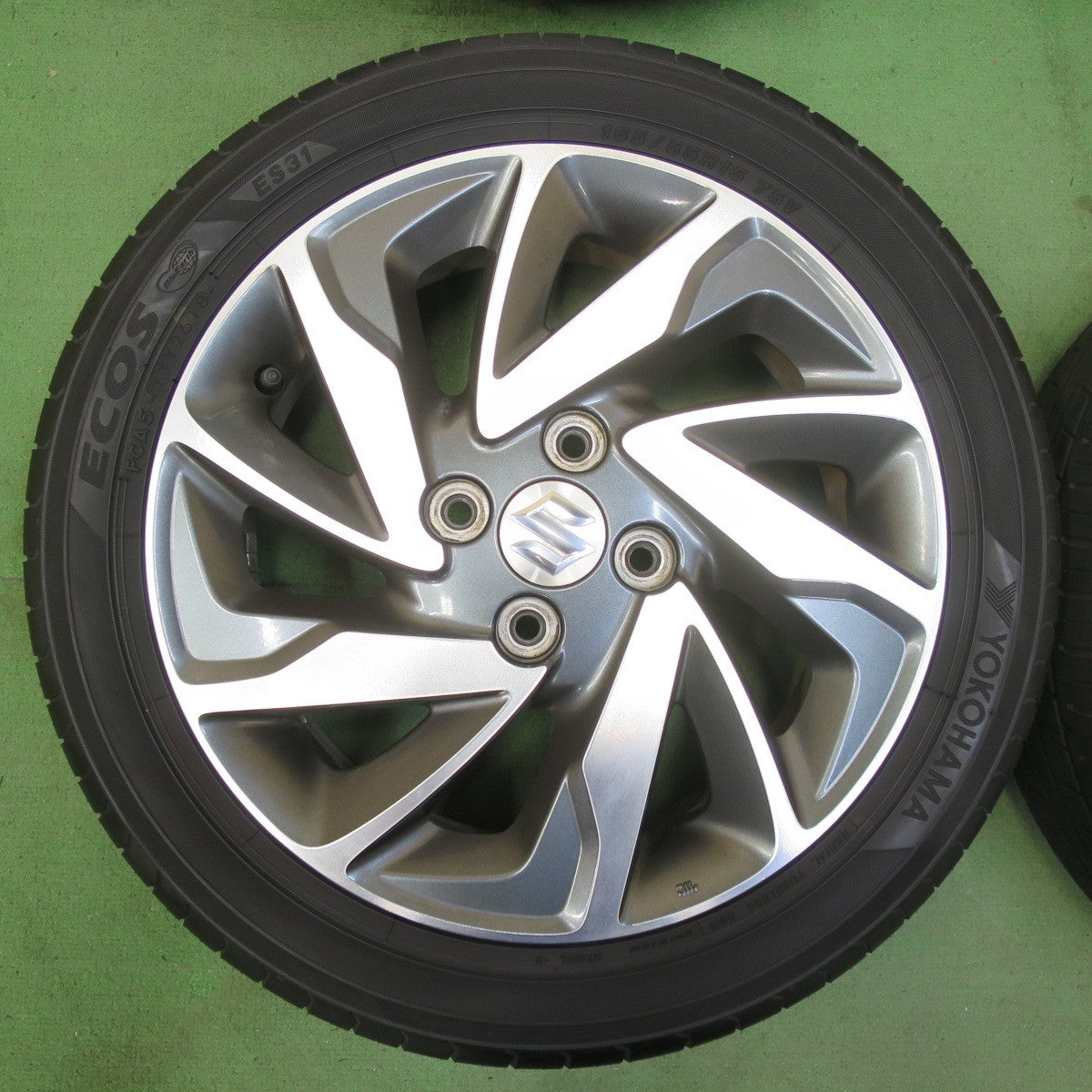キレイ★スズキ スペーシア カスタム 純正 165/55R15 ヨコハマ エコス ES31 15インチ PCD100/4H★5052908イノ