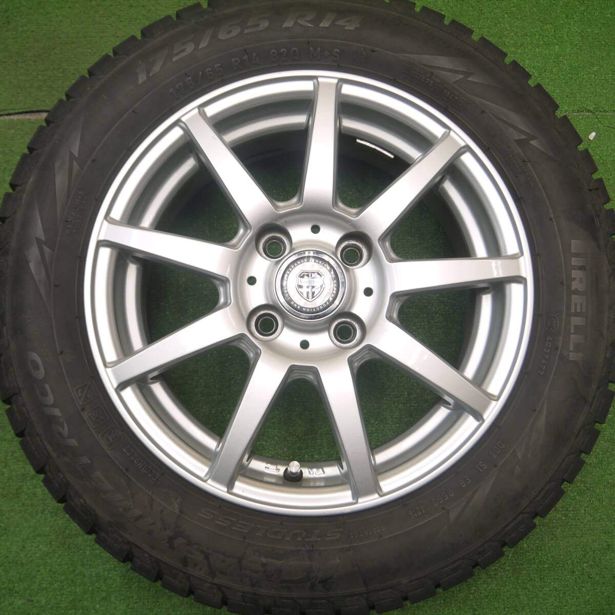 バリ溝!キレイ!8.5分★スタッドレス 175/65R14 ピレリ アイスアシンメトリコ VOLGA ヴォルガ 14インチ PCD100/4H★4112601Hス