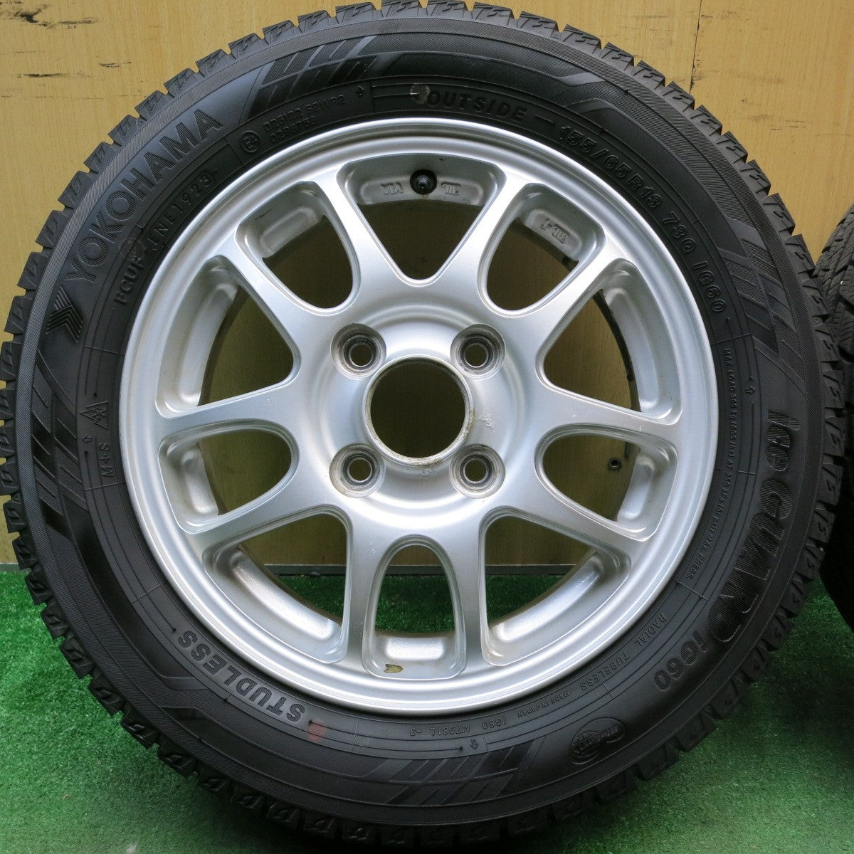 バリ溝!23年!9分★スタッドレス 155/65R13 ヨコハマ アイスガード iG60 社外 アルミ 13インチ PCD100/4H★5092803HAス