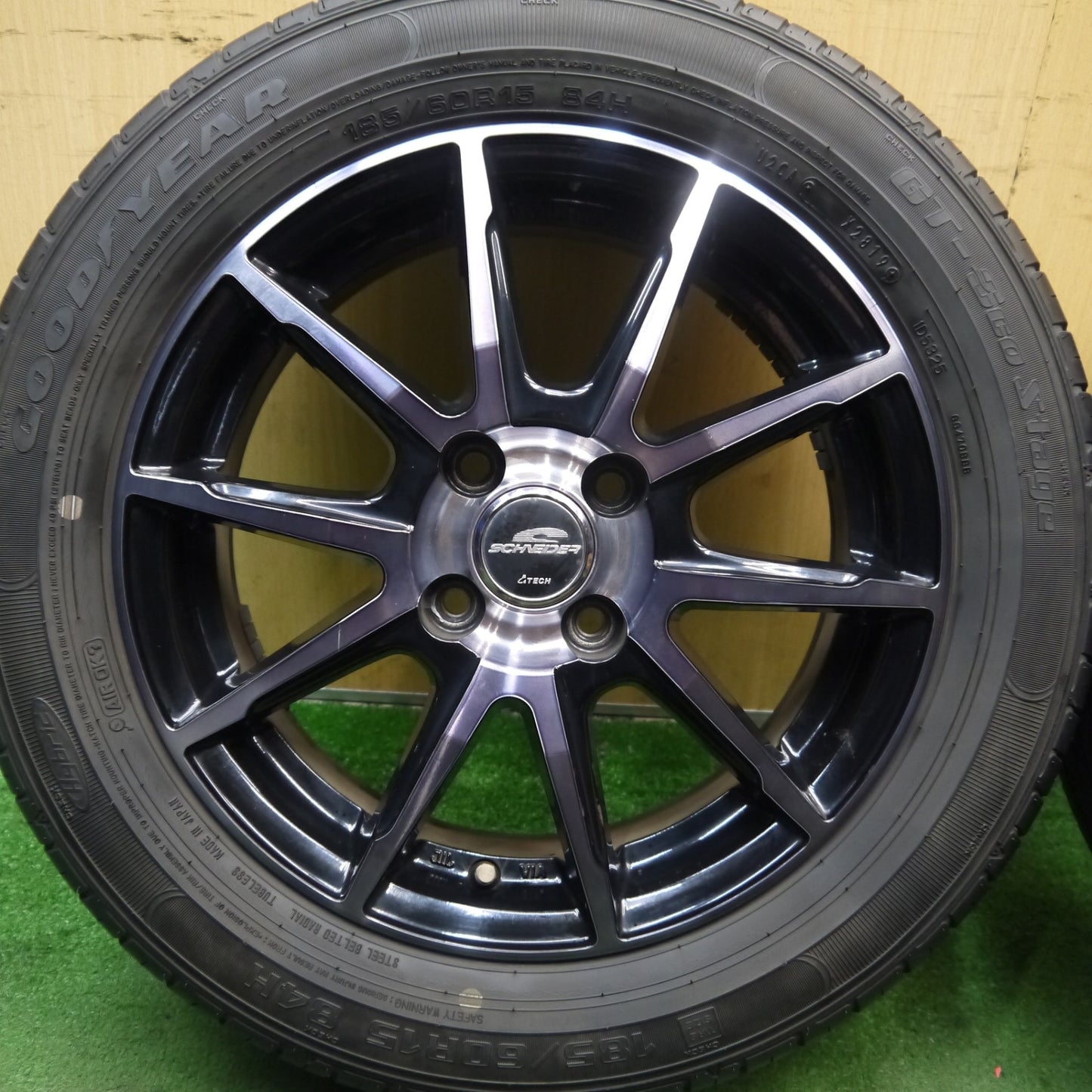 バリ溝!キレイ!9分★185/60R15 グッドイヤー GT-Eco Stage SCHNEIDER シュナイダー 15インチ PCD100/4H★5090805Hノ