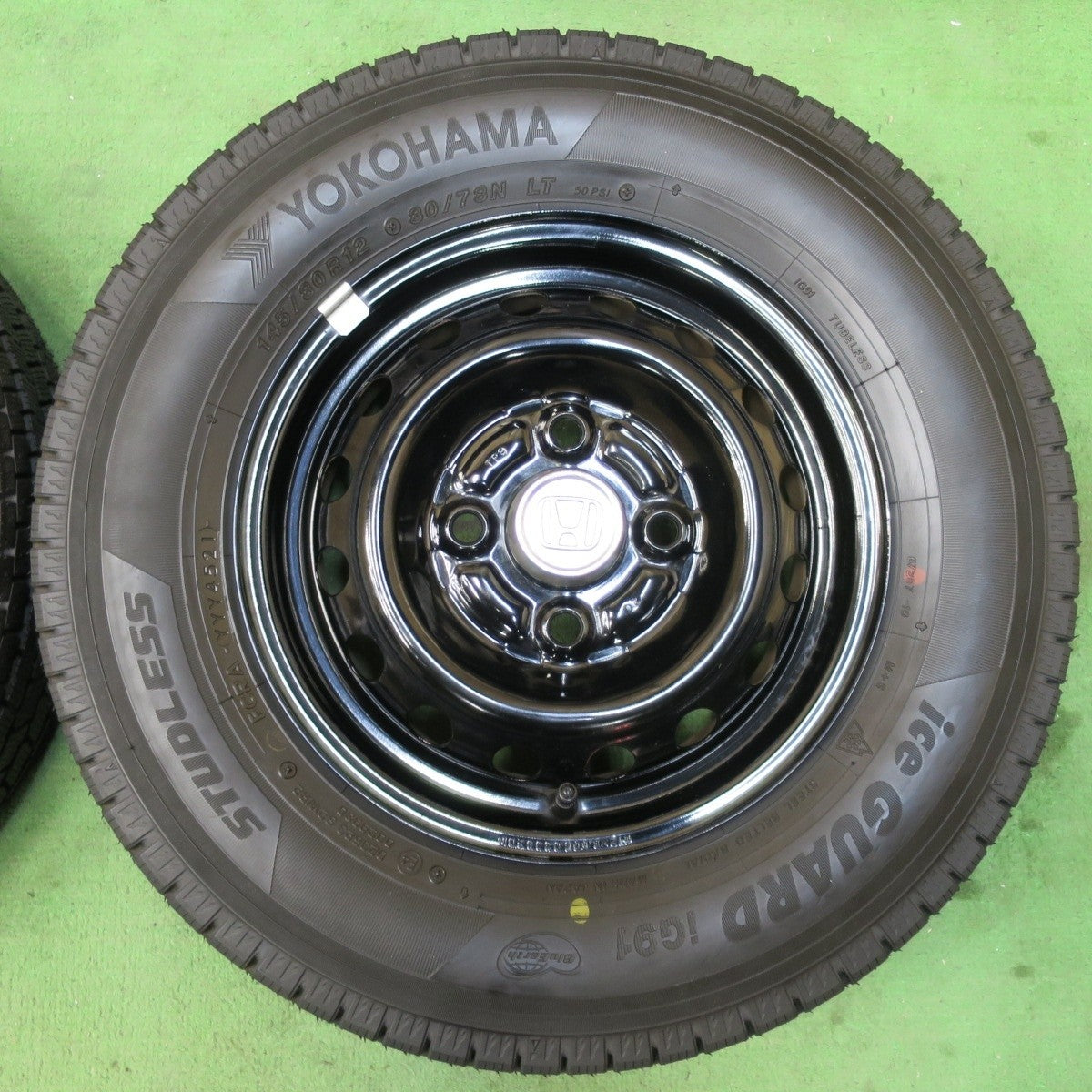 超バリ溝!21年!キレイ!ほぼ10分★ホンダ アクティ 純正 スチール 145/80R12 80/78N スタッドレス ヨコハマ アイスガード iG91 12インチ PCD100/4H★5022605イス
