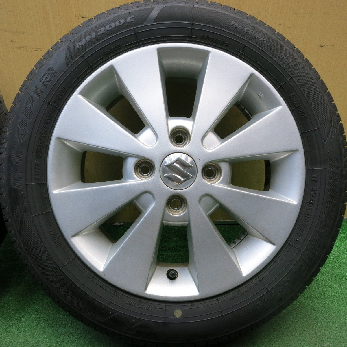 4本価格!23年★スズキ ワゴンR 純正 155/65R14 ブリヂストン エコピア NH200C 14インチ PCD100/4H★5083102HAノ
