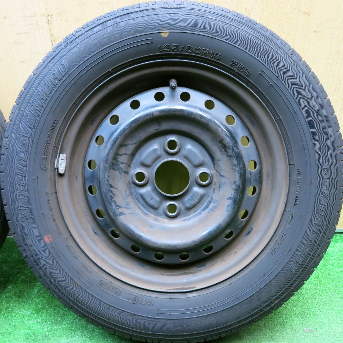 4本価格★145/80R13 オートバックス Maxrun EVERROAD スチール ホイール 13インチ PCD100/4H★5060706HAノ