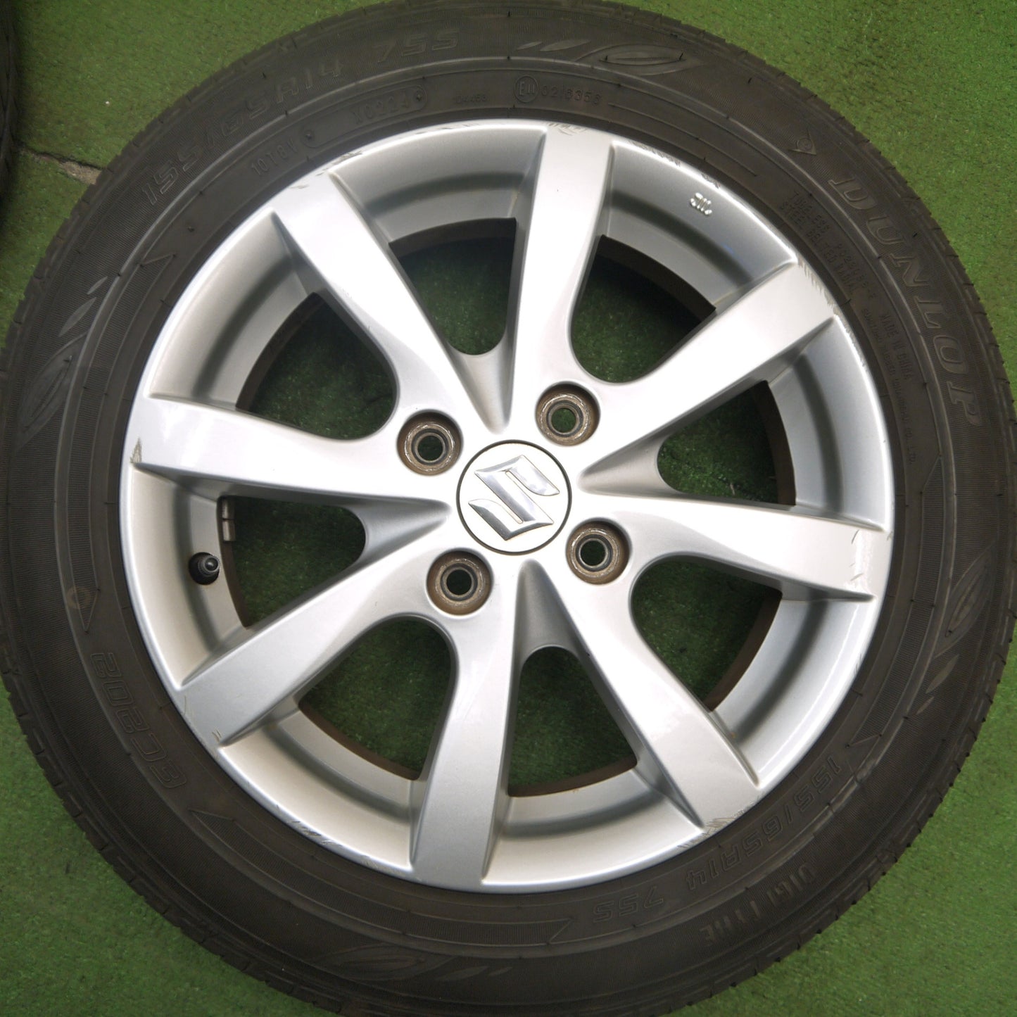 4本価格!24年★スズキ ワゴンR 純正 155/65R14 ダンロップ EC202 14インチ PCD100/4H★5033108Hノ