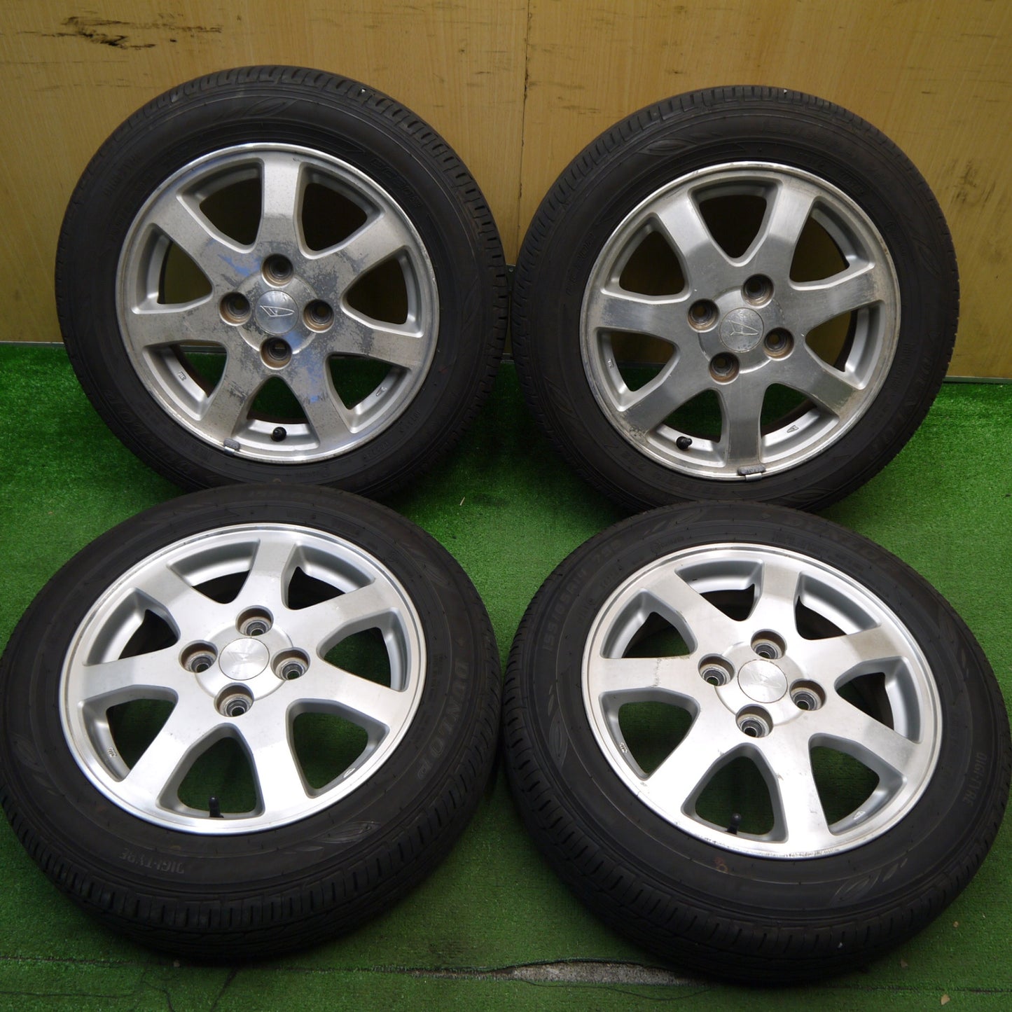 バリ溝!24年!8.5分★ダイハツ ムーヴ タント 等 純正 155/65R14 ダンロップ EC202 14インチ PCD100/4H★5042101Hノ