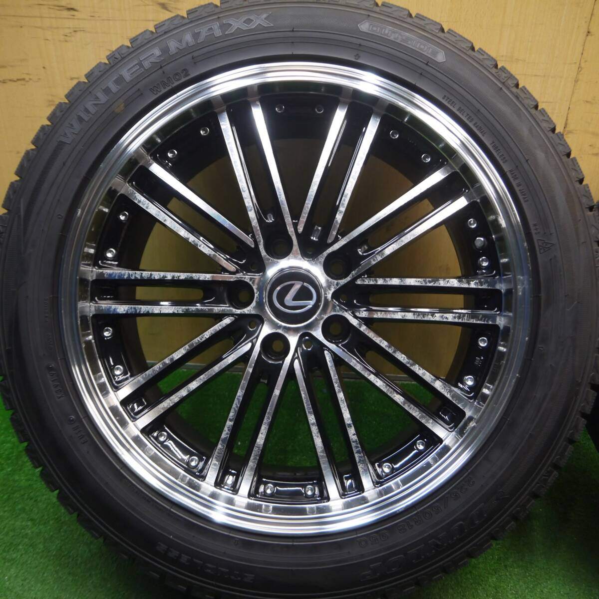 バリ溝!9.5分★Lehrmeister VALLONE 225/50R18 スタッドレス ダンロップ ウインターマックス WM02 レアマイスター ヴァッローネ PCD114.3/5H★5030307Hス