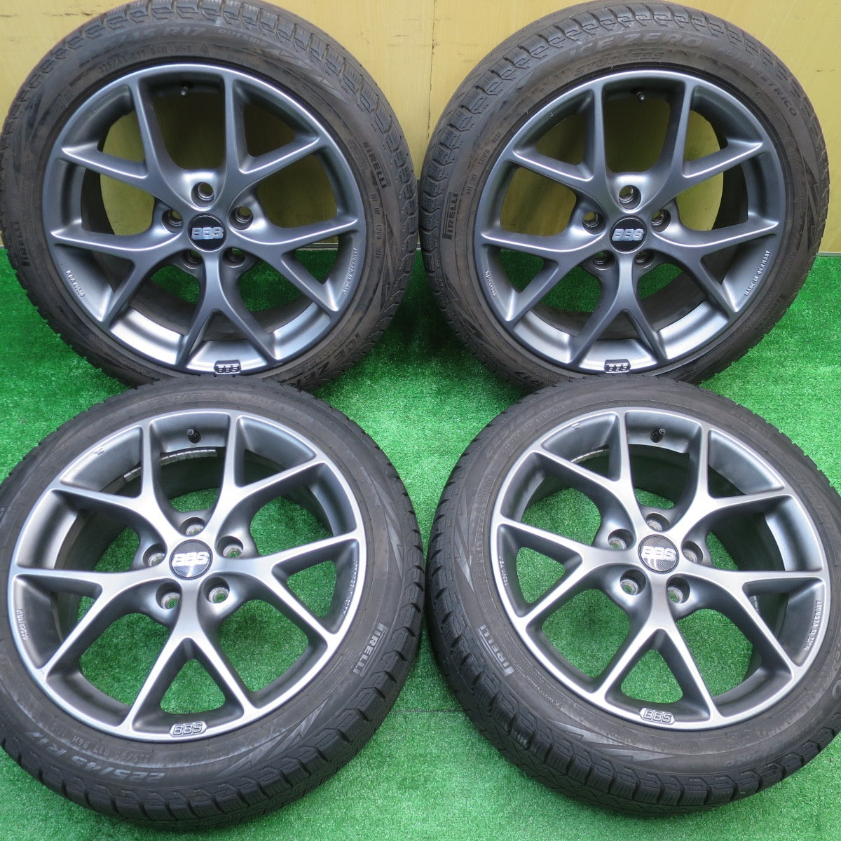 キレイ!22年★ボルボ 等 BBS SR007 KBA49538 225/45R17 スタッドレス ピレリ アイスゼロ アシンメトリコ 17インチ PCD108/5H★5101403NJス