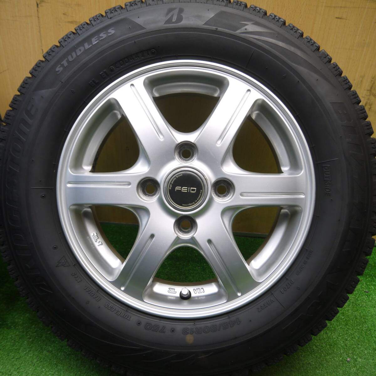 4本価格!21年★スタッドレス 145/80R13 ブリヂストン ブリザック VRX2 FEID 社外 アルミ 13インチ PCD100/4H★5010710Hス