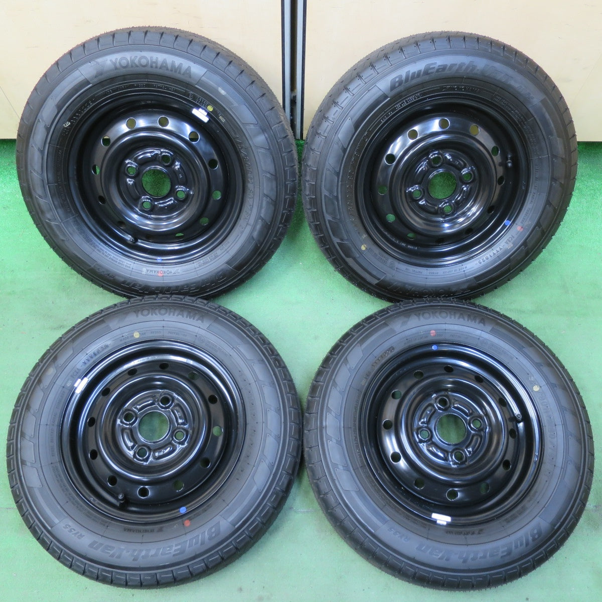 新車外し!25年★スズキ エブリイ バン 純正 スチール 145/80R12 80/78N ヨコハマ BluEarth-Van RY55 RY55D 12インチ PCD100/4H★5071102イノ