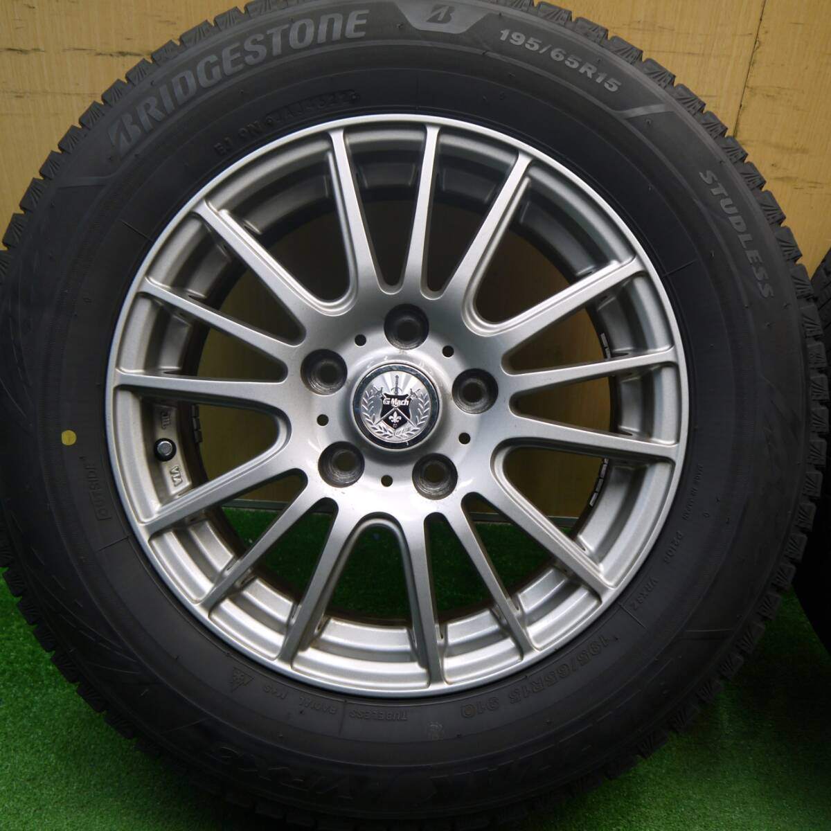 バリ溝!22年!キレイ!9.5分★スタッドレス 195/65R15 ブリヂストン ブリザック VRX3 GMach 15インチ PCD114.3/5H★5031404Hス