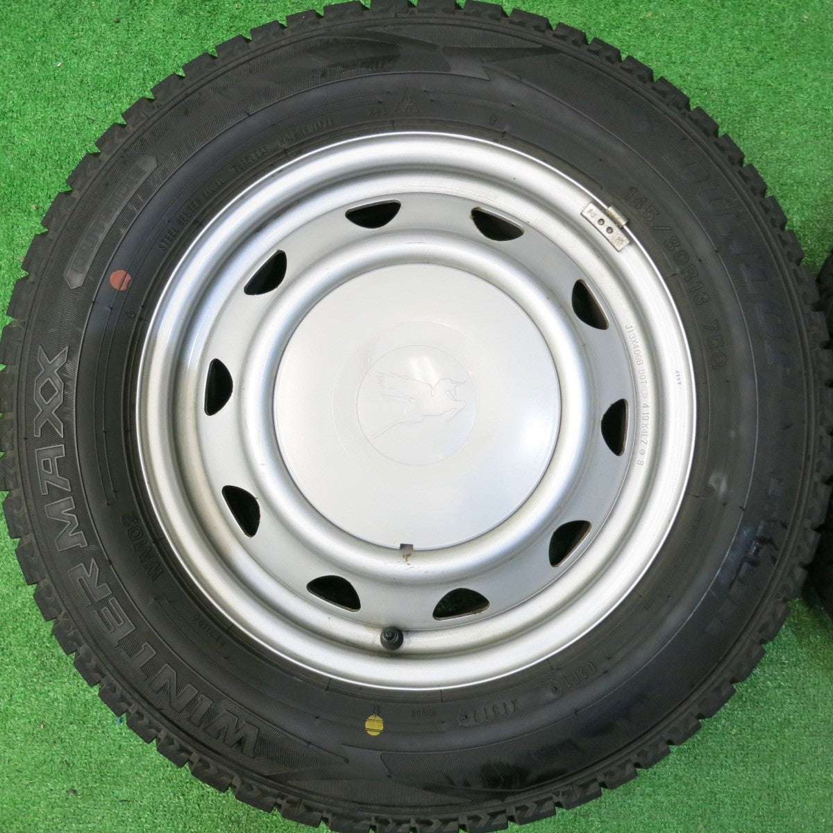 キレイ★スタッドレス 145/80R13 ダンロップ ウインターマックス WM02 スチール ホイール 13インチ PCD100 110 114.3/4H マルチ★5062703HAス