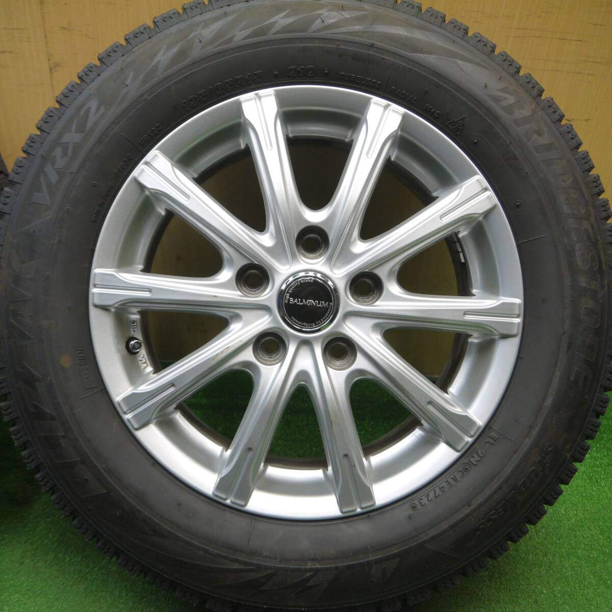 バリ溝!23年!キレイ!9.5分以上★スタッドレス 195/65R15 ブリヂストン ブリザック VRX2 BALMINUM バルミナ 15インチ PCD114.3/5H★5011505Hス