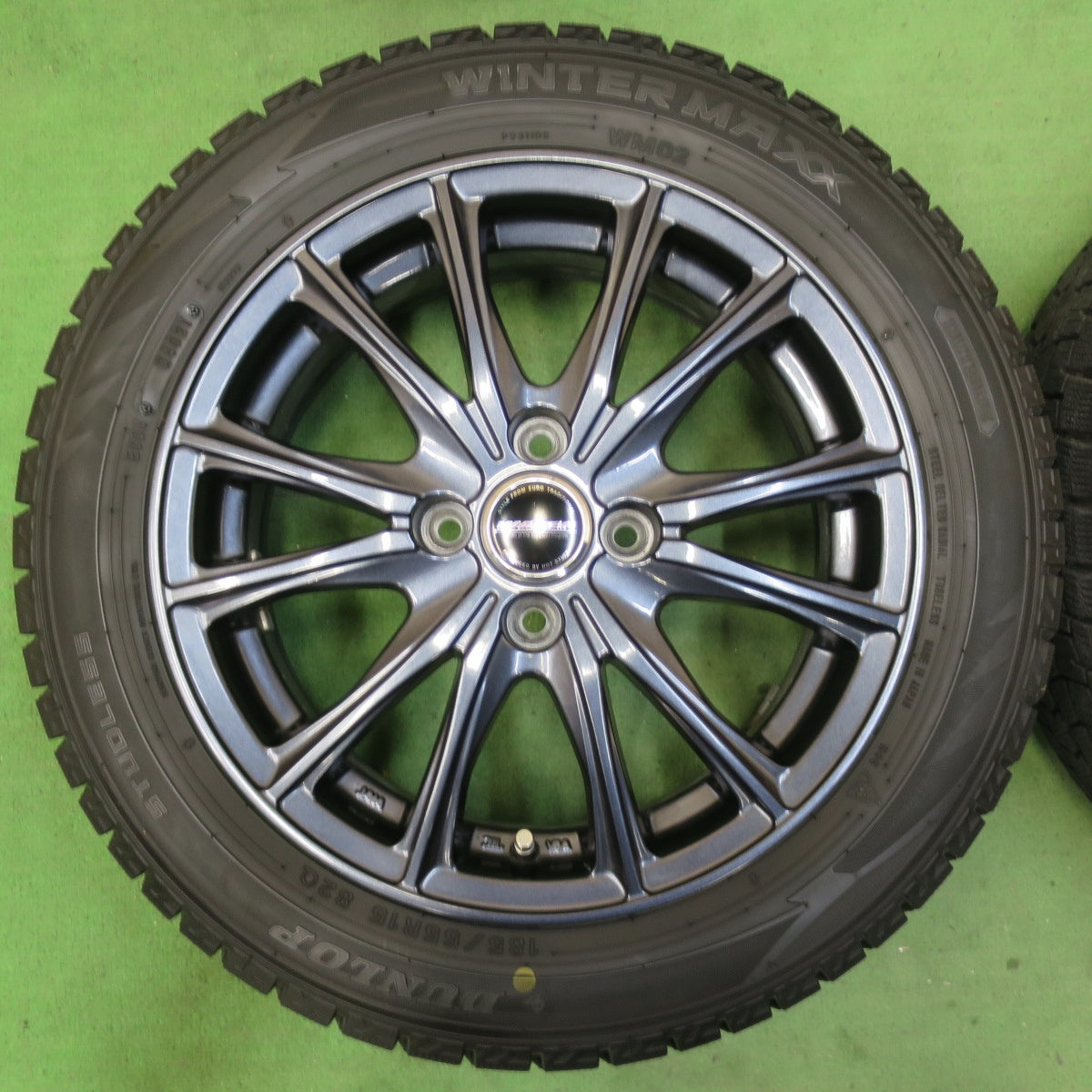 バリ溝!21年!キレイ!9.5分★スタッドレス 185/55R15 ダンロップ ウインターマックス WM02 WAREN ヴァーレン 15インチ PCD100/4H★5041204イス