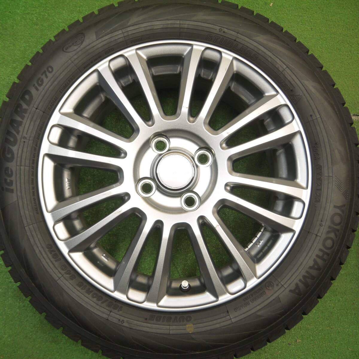 タイヤほぼ未使用!キレイ!23年★スタッドレス 185/60R15 ヨコハマ アイスガード iG70 LAYCEA レイシア 15インチ PCD100/4H★5011413Hス