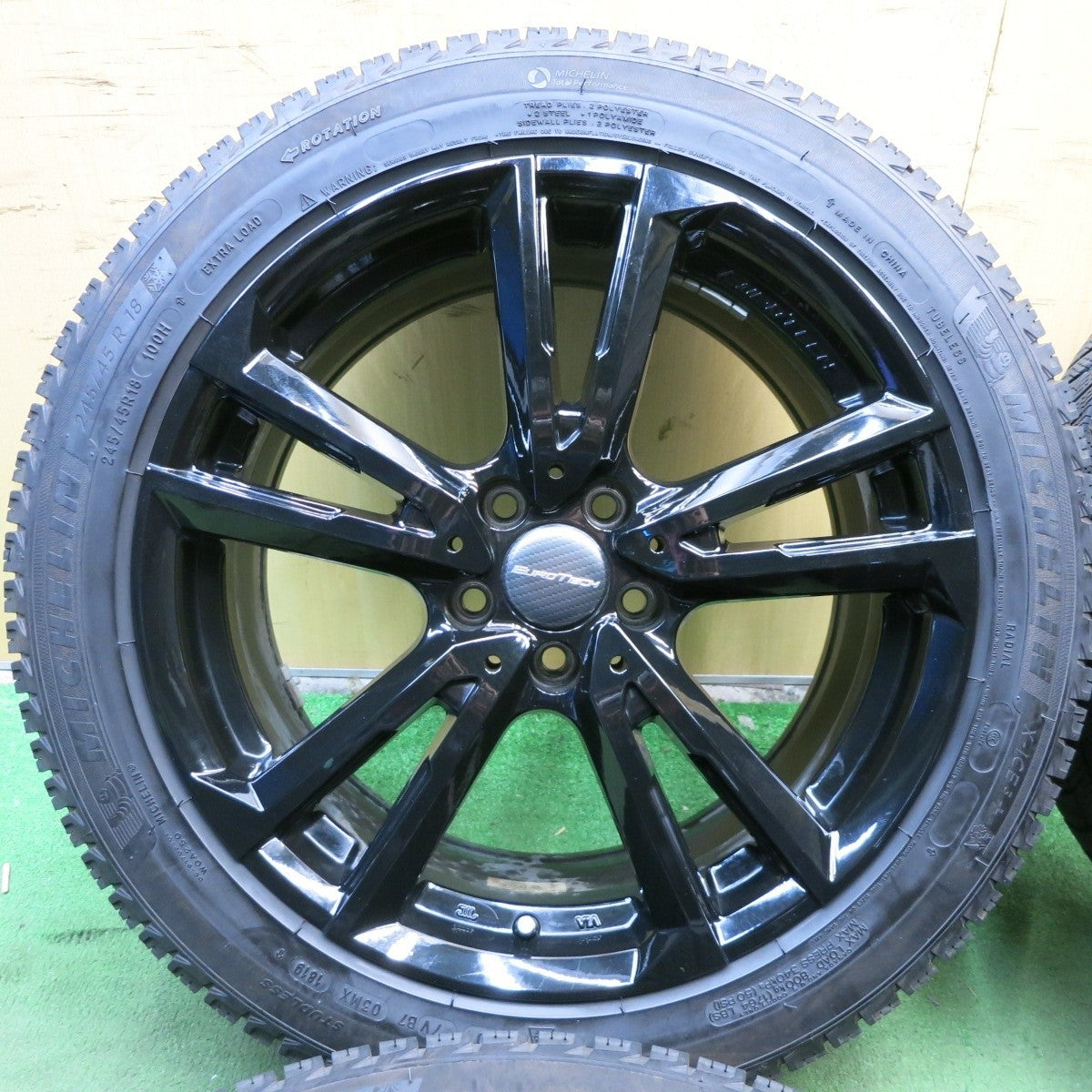 バリ溝 綺麗 8.5分★ジャガー 等 EUROTECH 245/45R18 スタッドレス ミシュラン X-ICE3+ ユーロテック PCD108/5H★4020903KKス